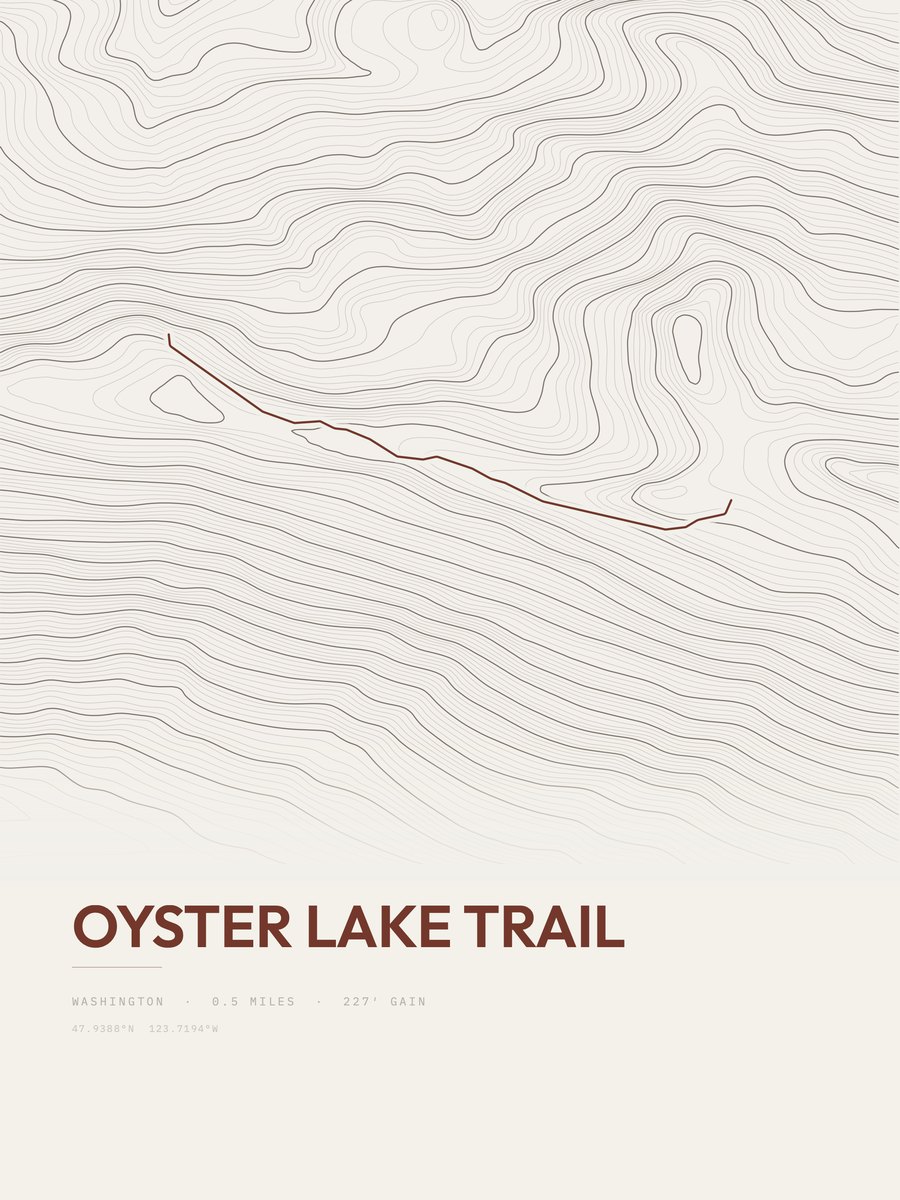 Oyster Lake Trail Topographic print