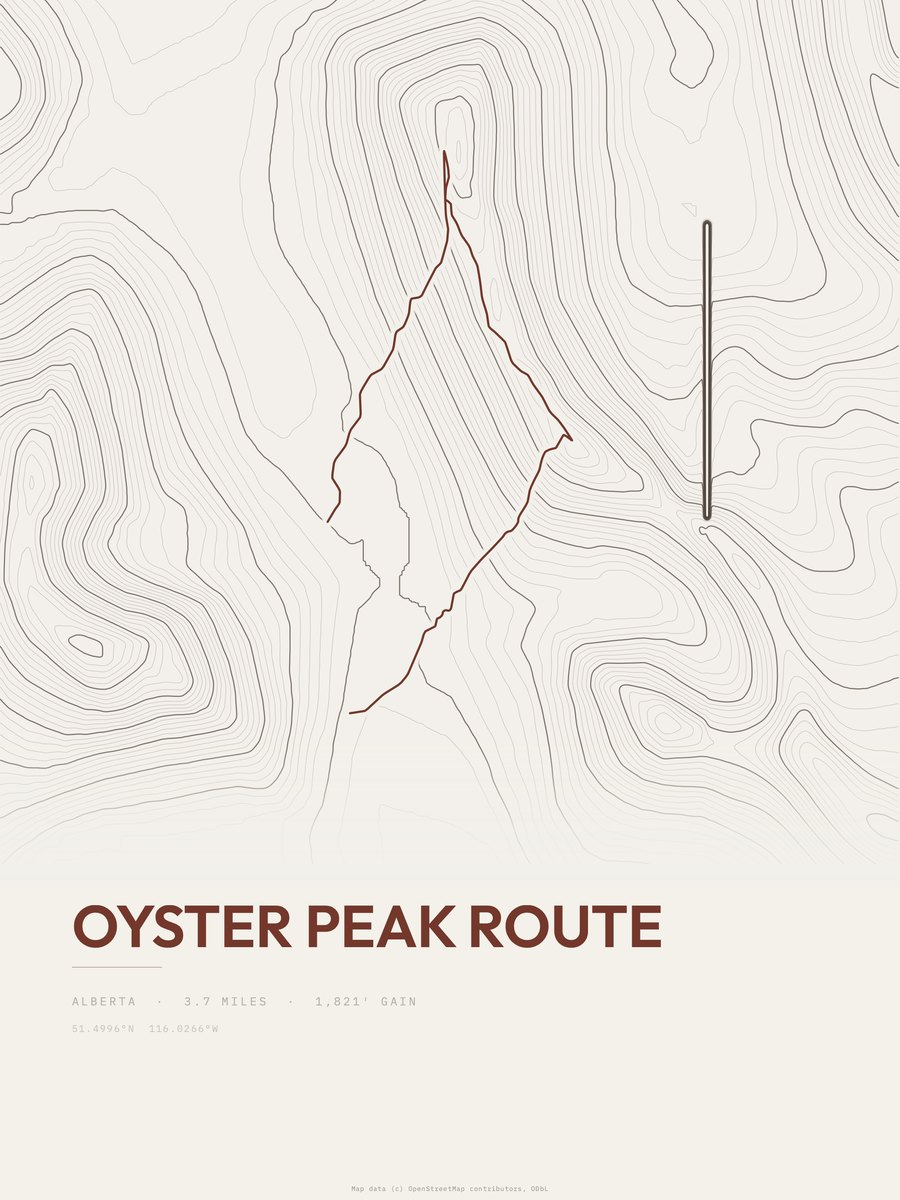 Oyster Peak Route Topographic print