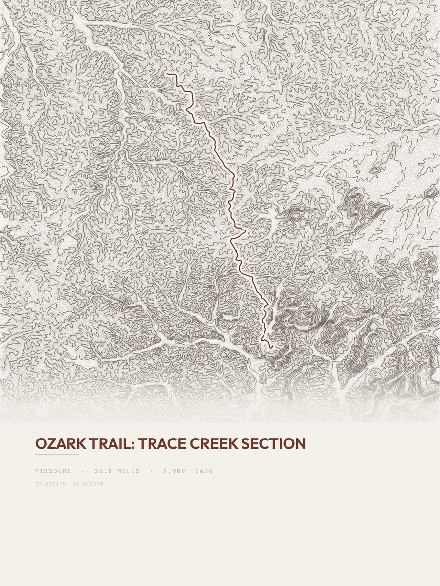 Ozark Trail Topographic print