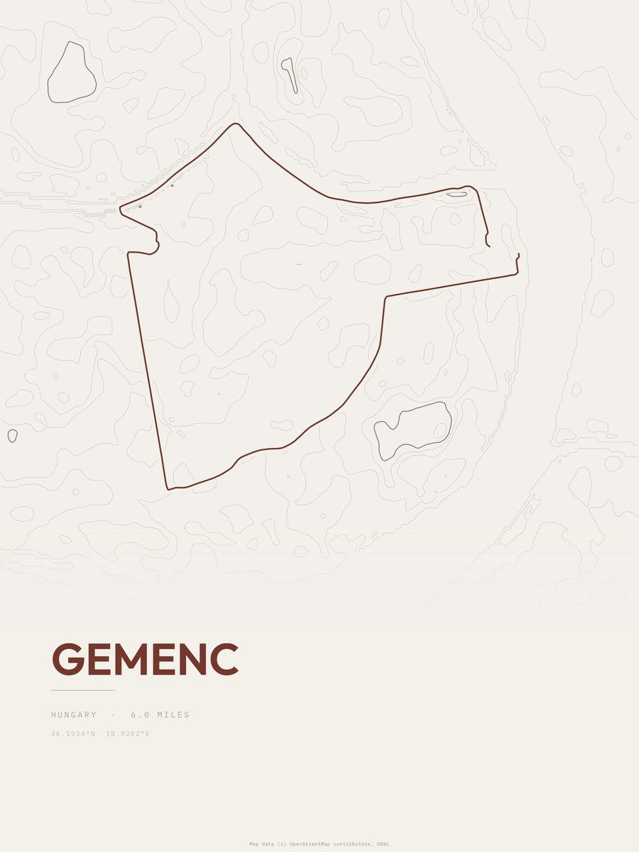 Gemenc topographic trail print