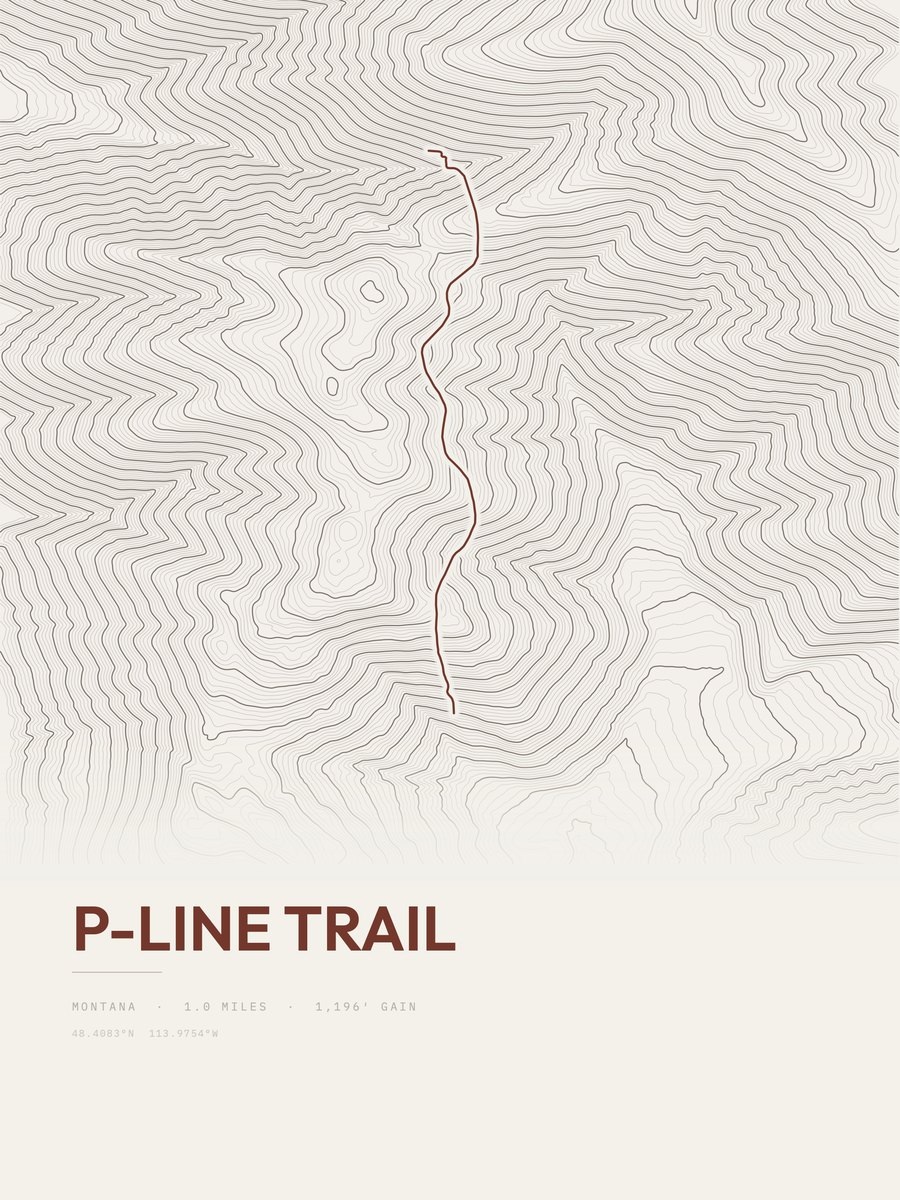 P-Line Trail Topographic print