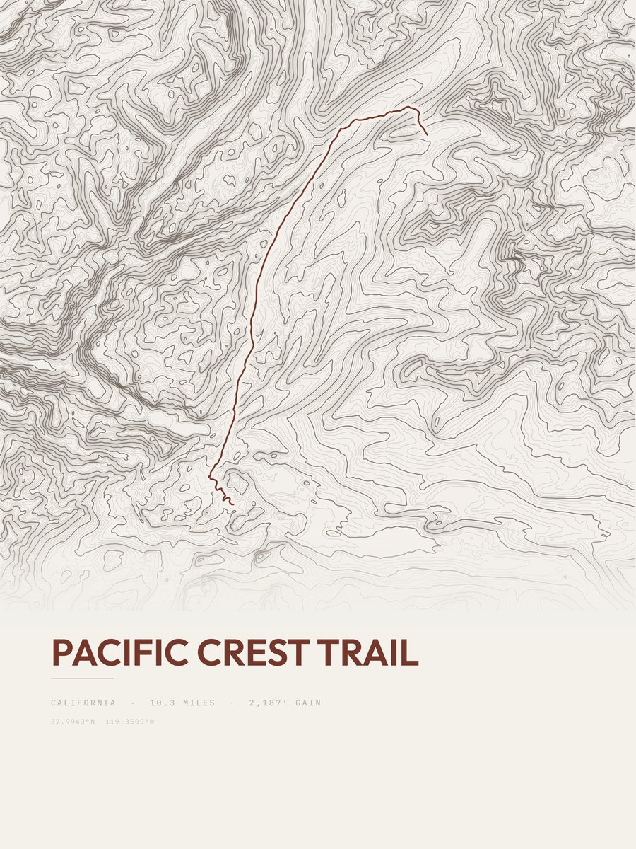 Pacific Crest Trail Topographic print