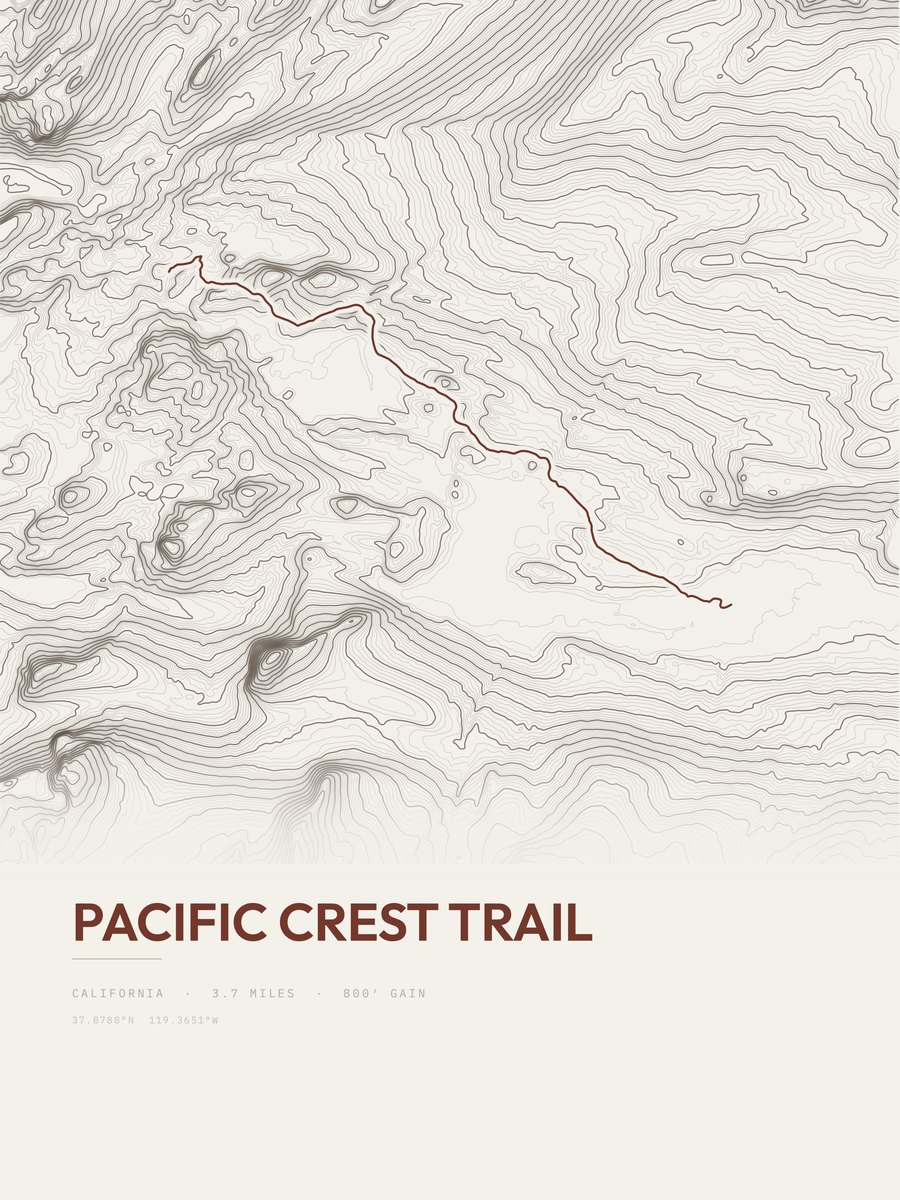 Pacific Crest Trail Topographic print