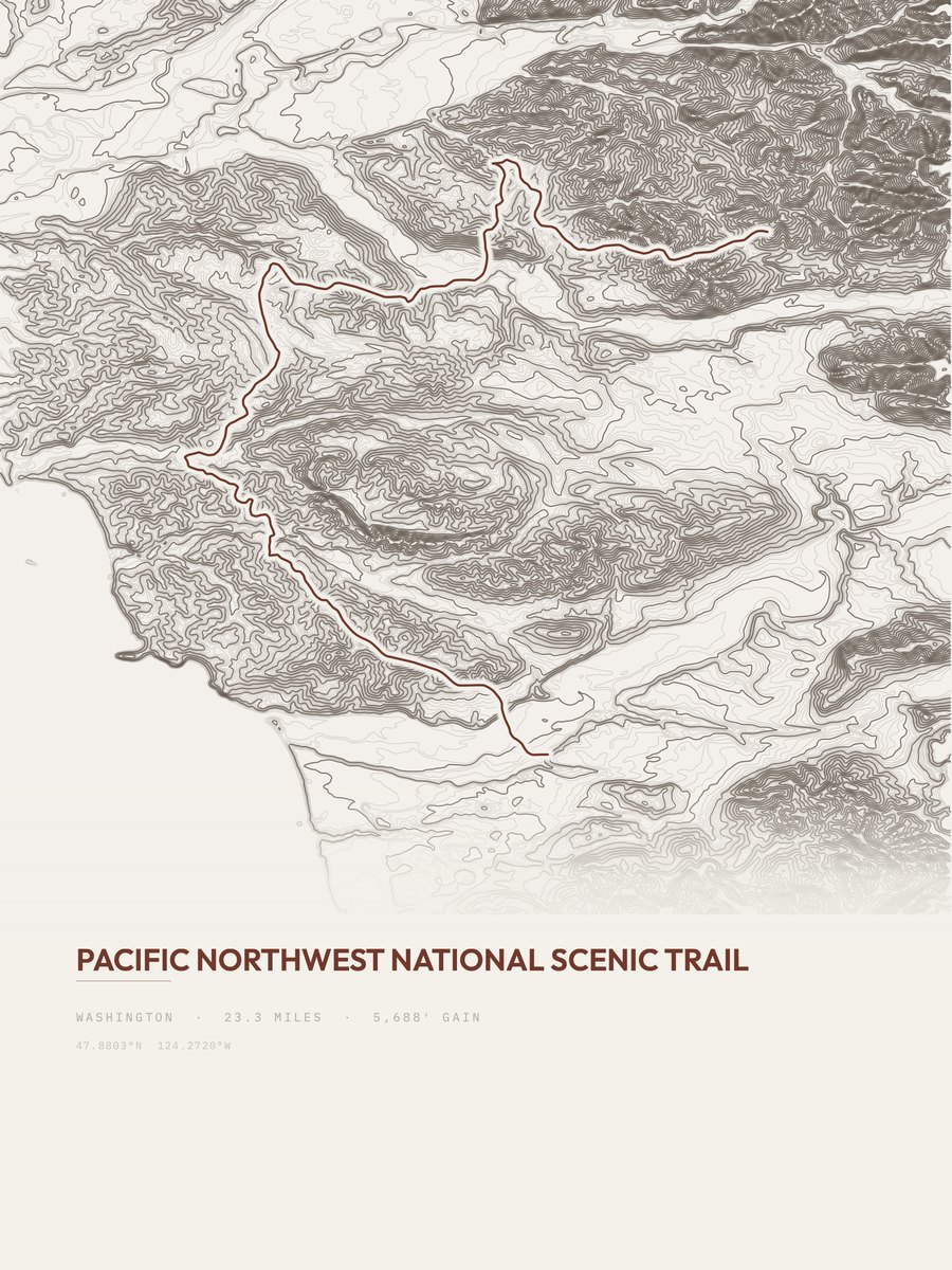 Pacific Northwest Trail topographic trail print
