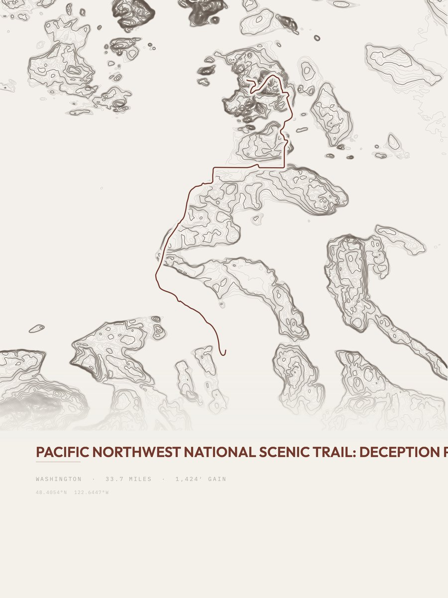 Pacific Northwest Trail topographic trail print