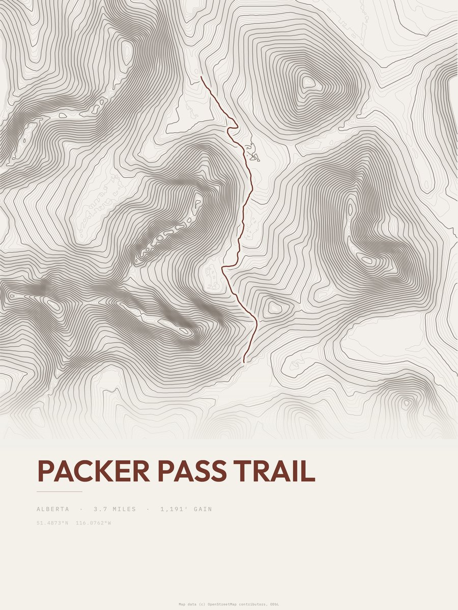 Packer Pass Trail Topographic print