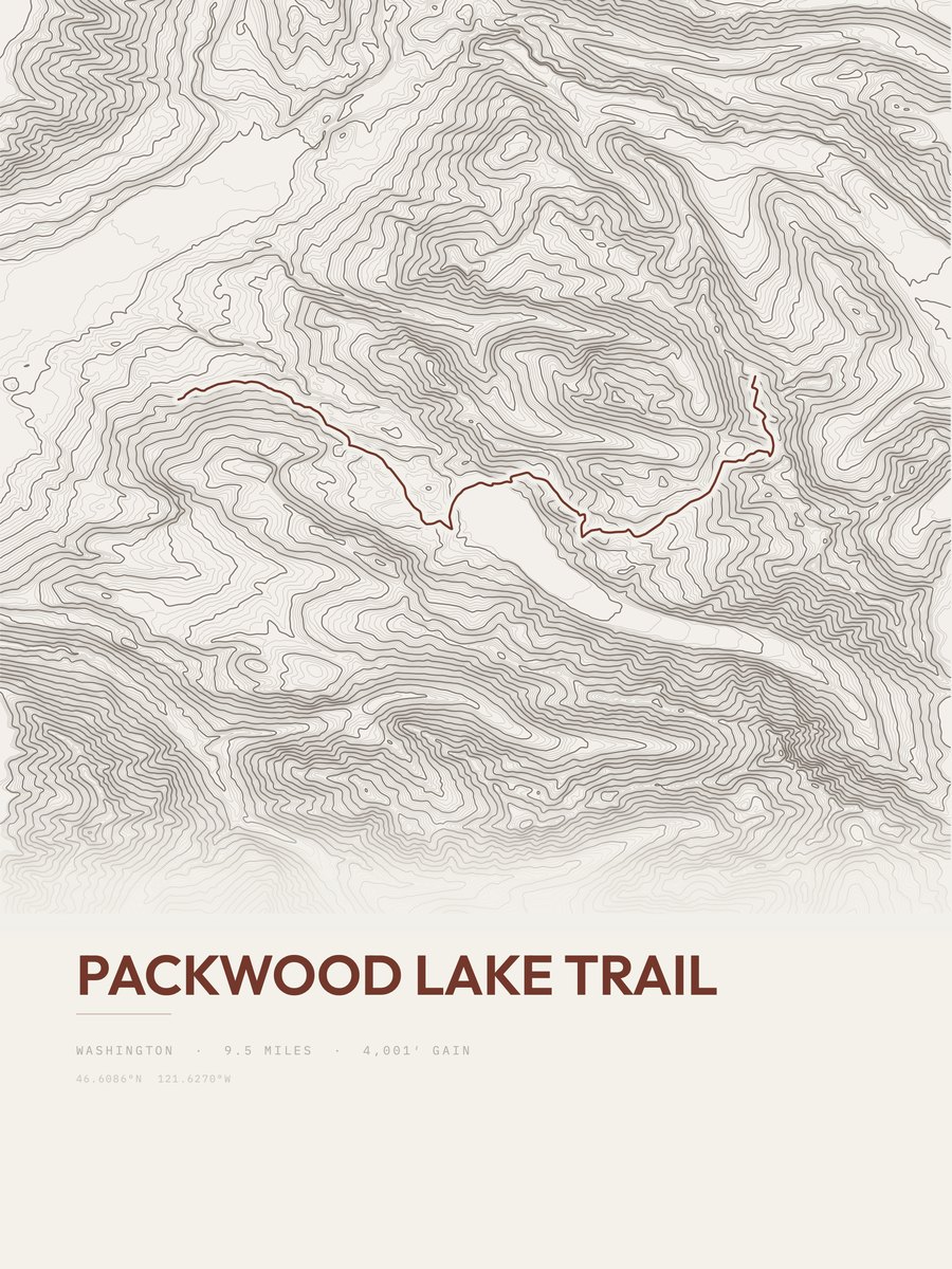 Packwood Lake Trail Topographic print
