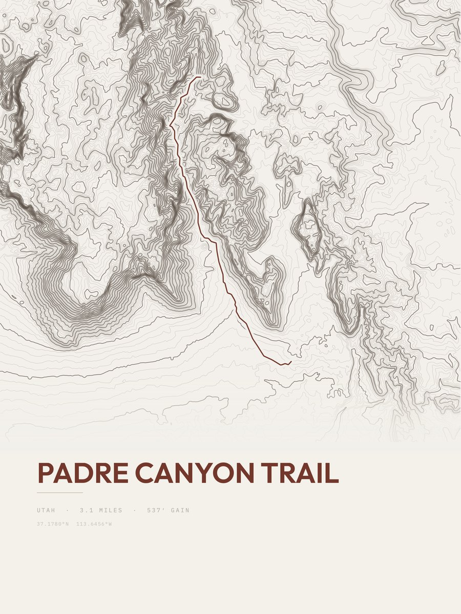 Padre Canyon Trail Topographic print