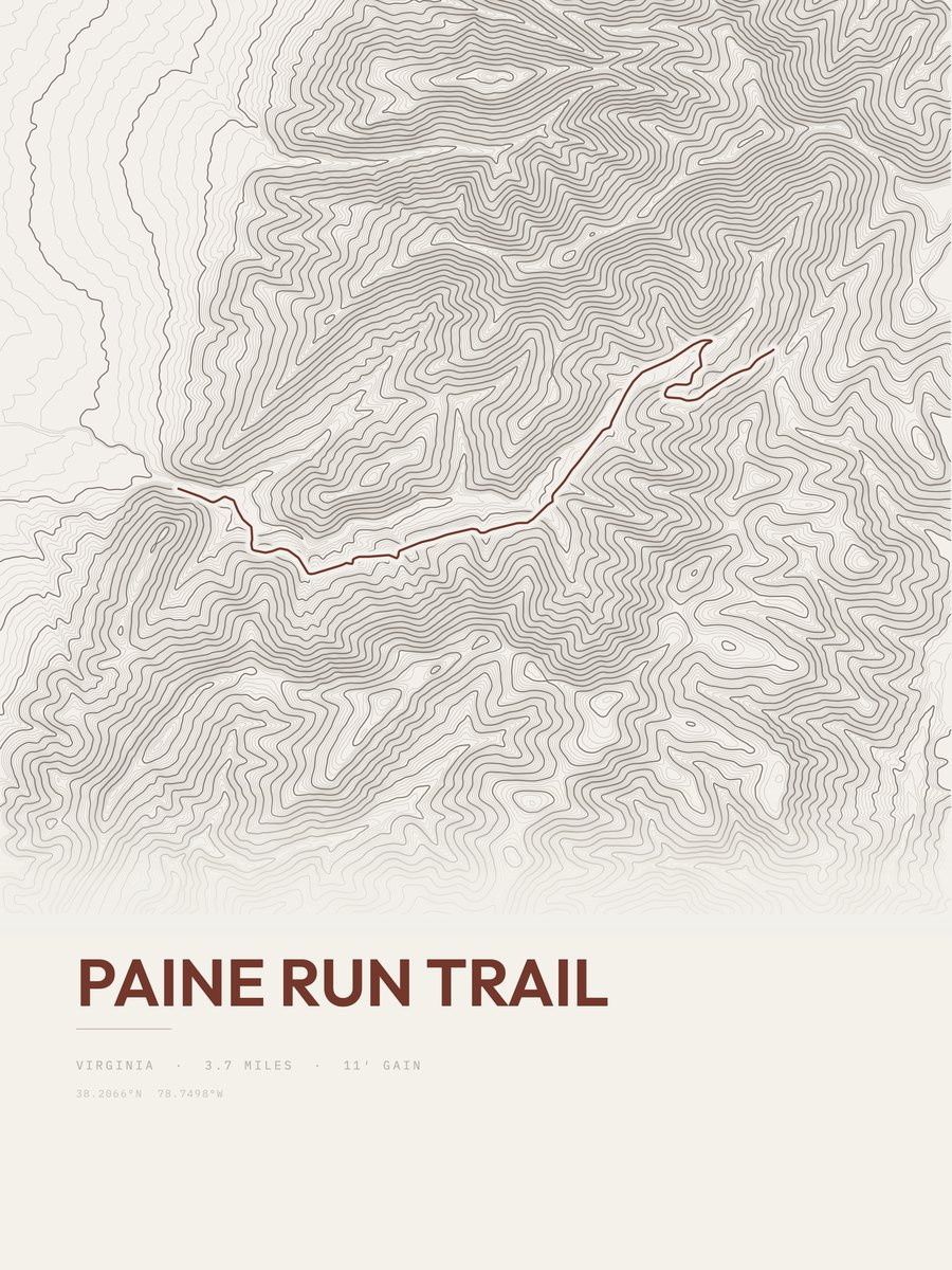 Paine Run Trail topographic trail print