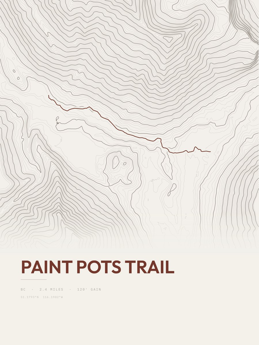 Paint Pots Trail topographic trail print