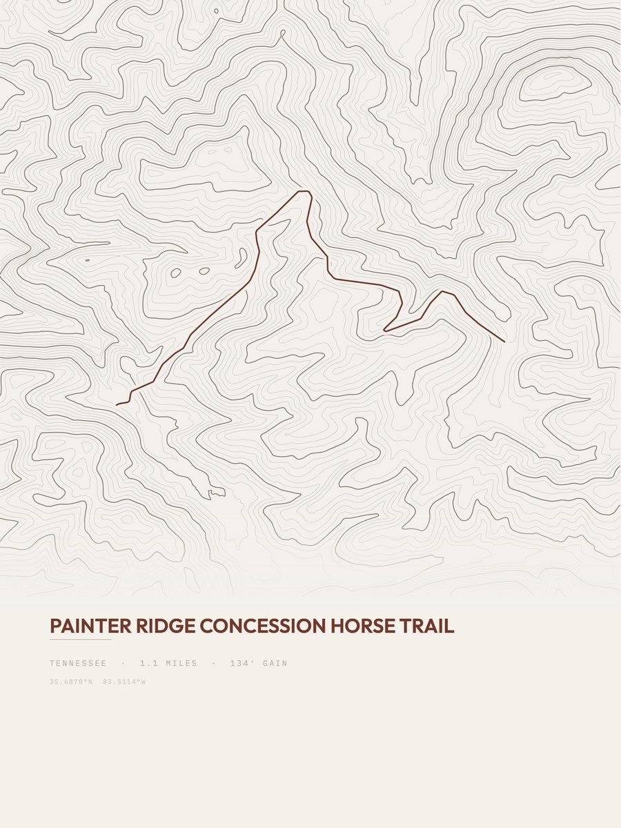 Painter Ridge topographic trail print