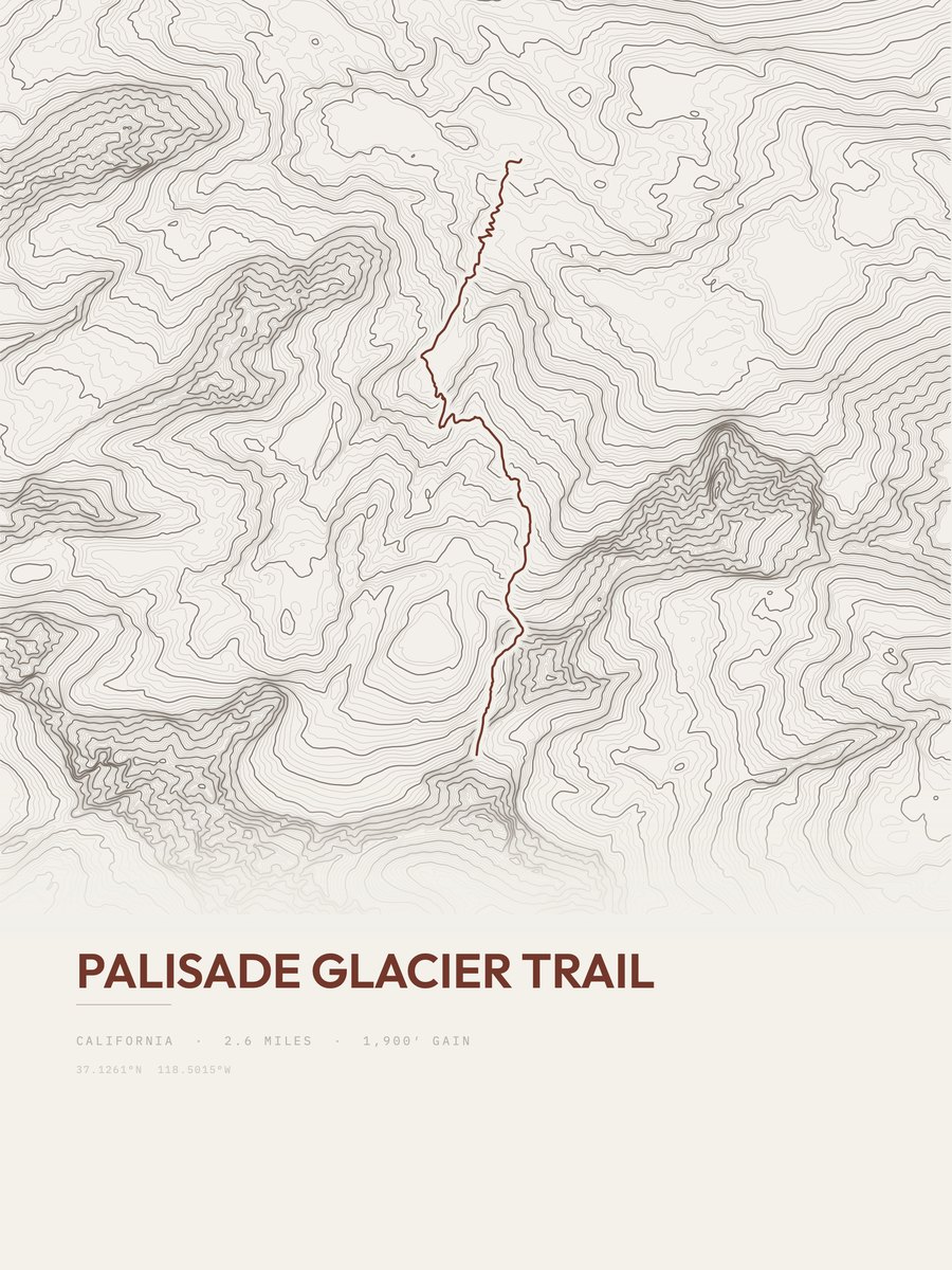 Palisade Glacier Trail topographic trail print