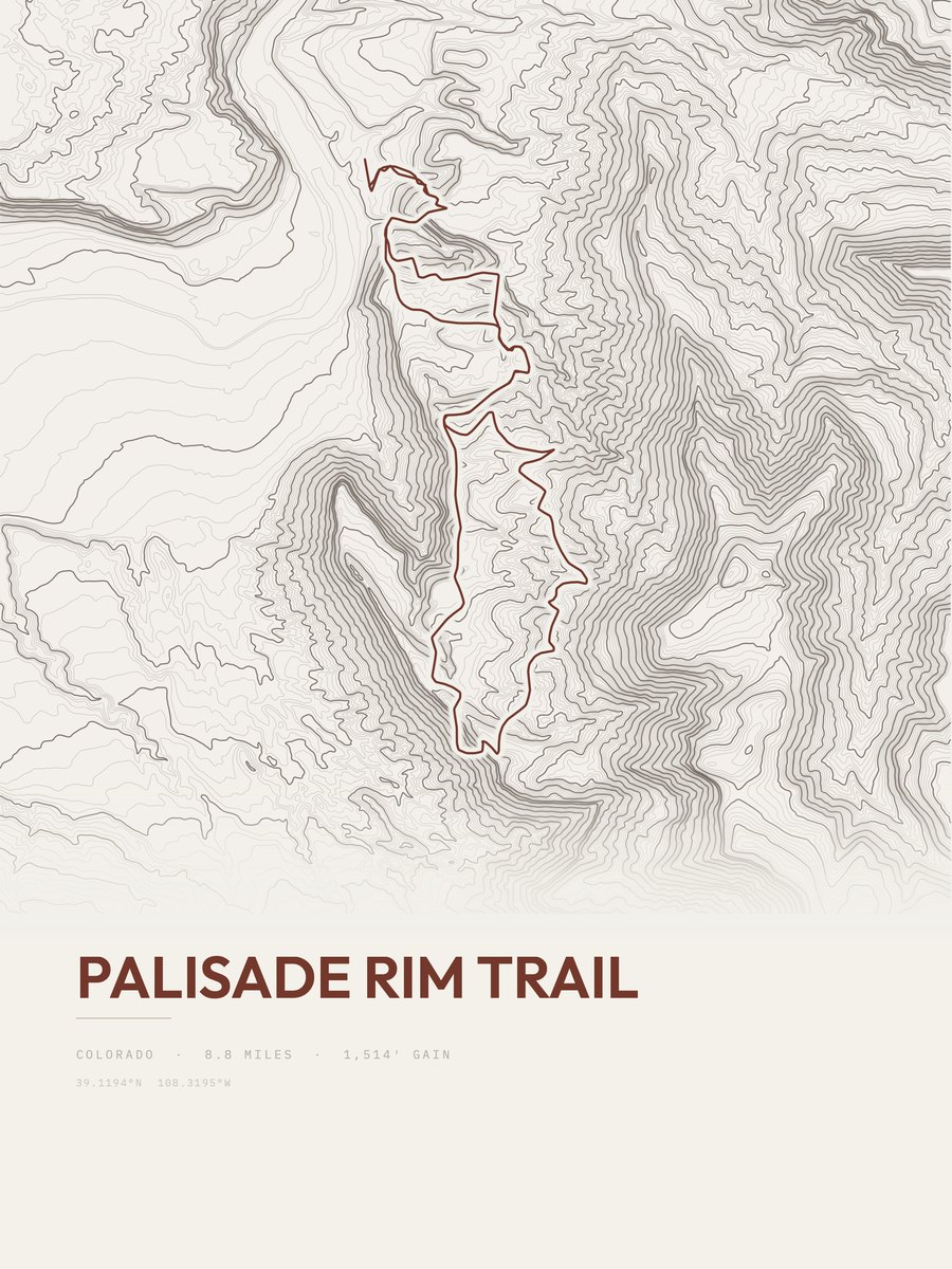 Palisade Rim Trail Topographic print