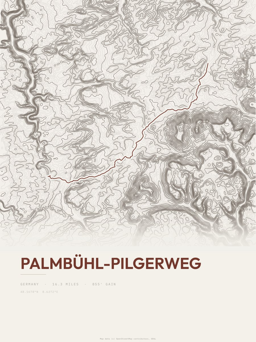 Palmbühl-Pilgerweg topographic trail print