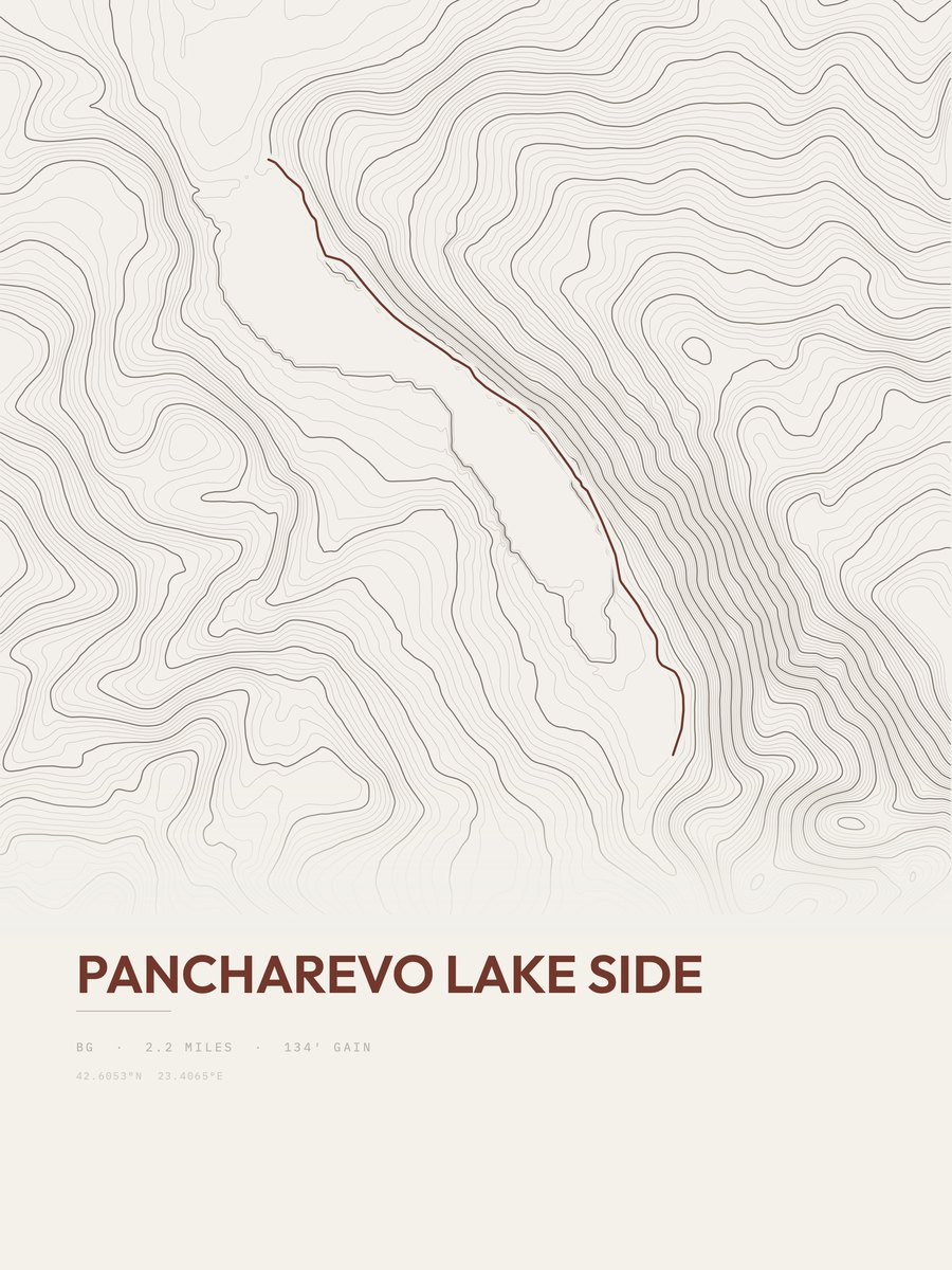 Pancharevo Lake Side topographic trail print