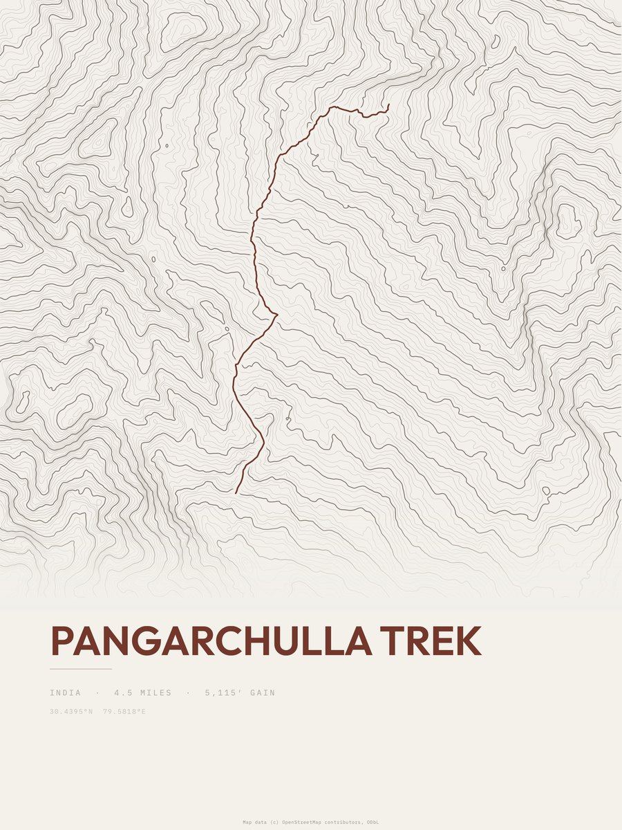 Pangarchulla Trek Topographic print