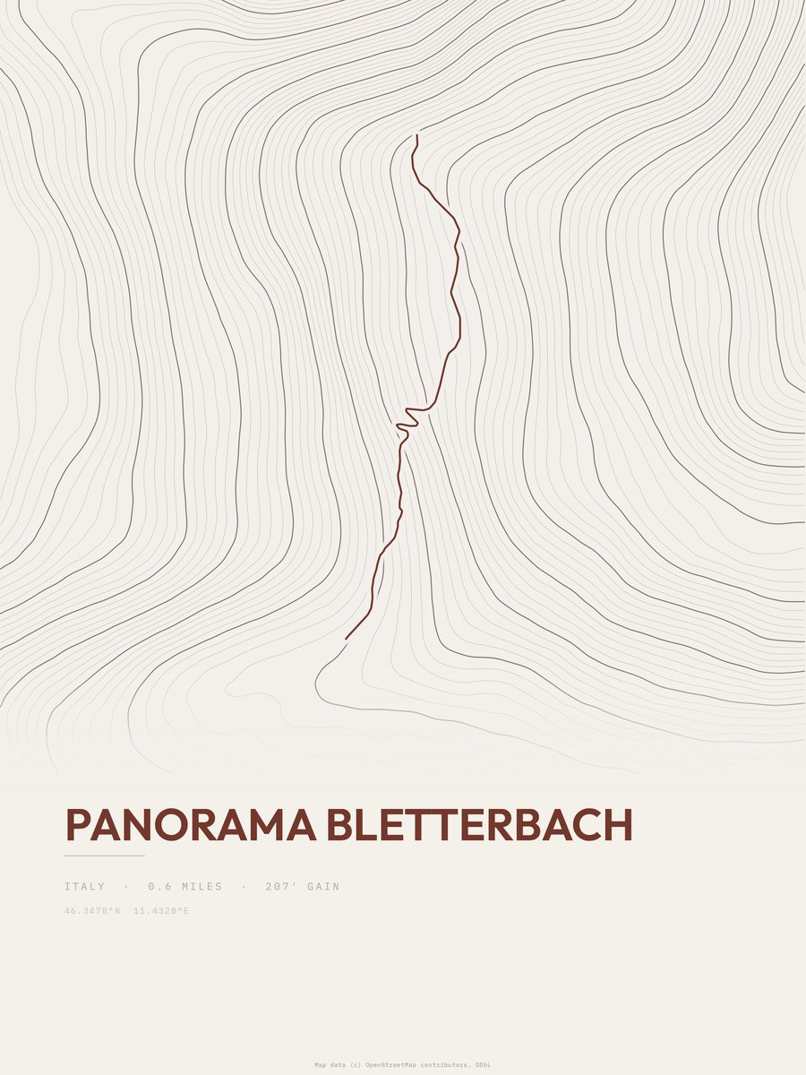 Panorama Bletterbach topographic trail print