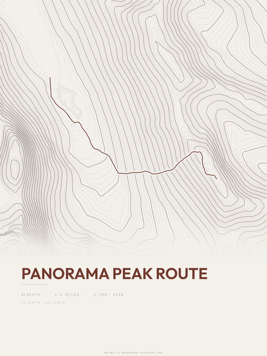 Panorama Peak Route Topographic print
