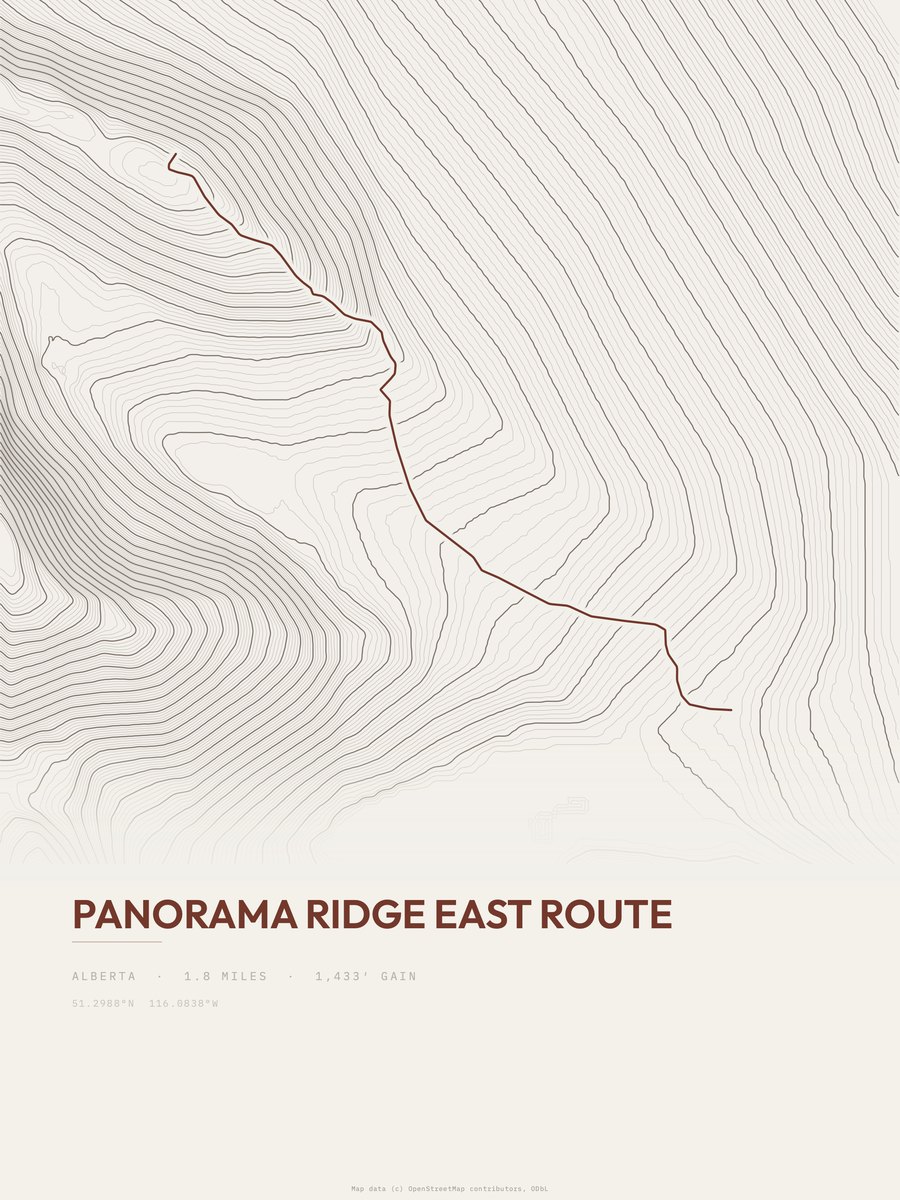 Panorama Ridge East Route Topographic print