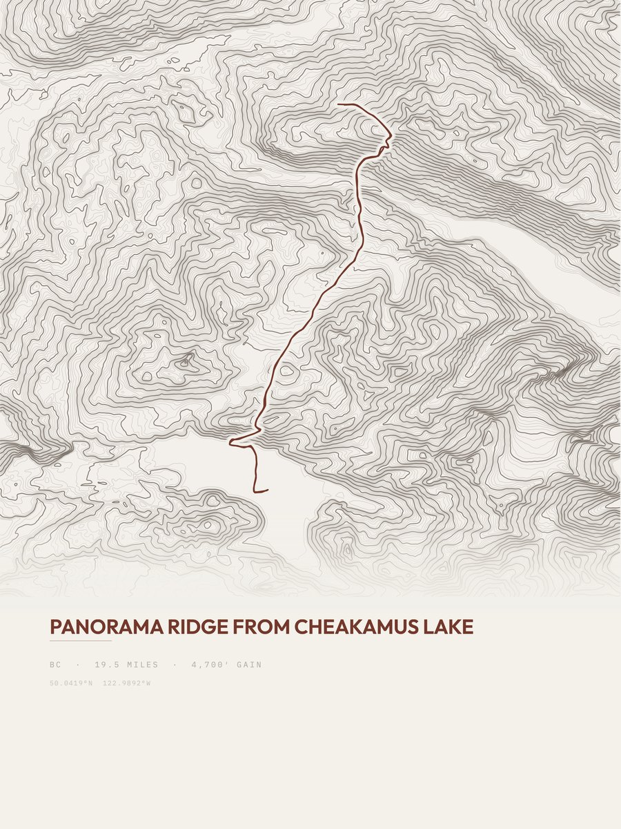 Panorama Ridge topographic trail print
