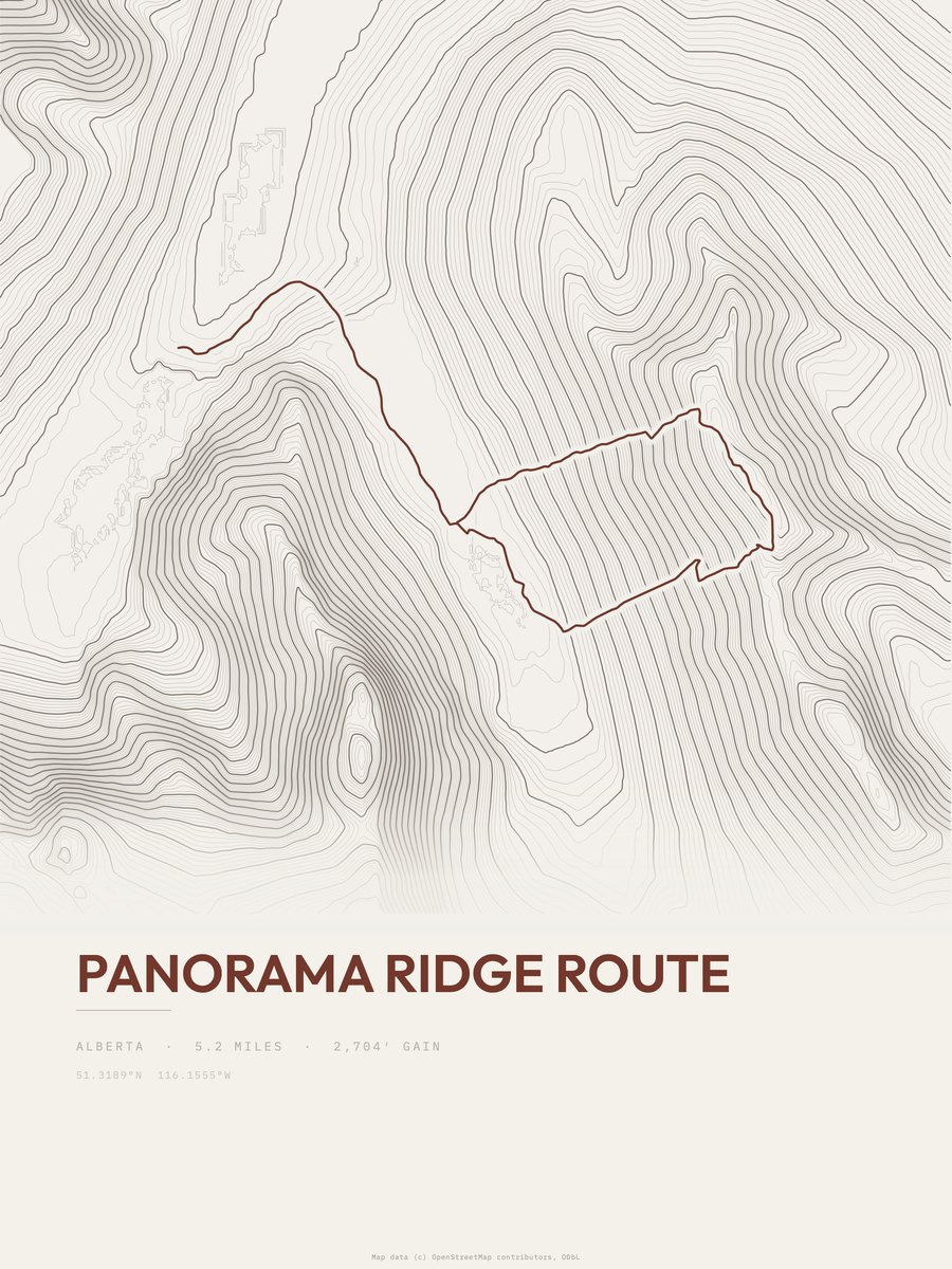 Panorama Ridge Route Topographic print