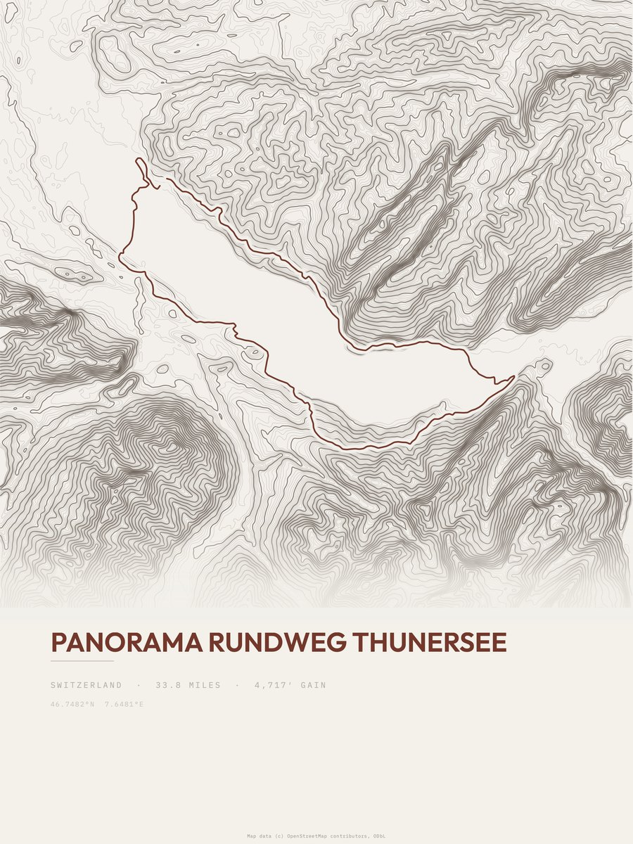 Panorama Rundweg Thunersee Topographic print
