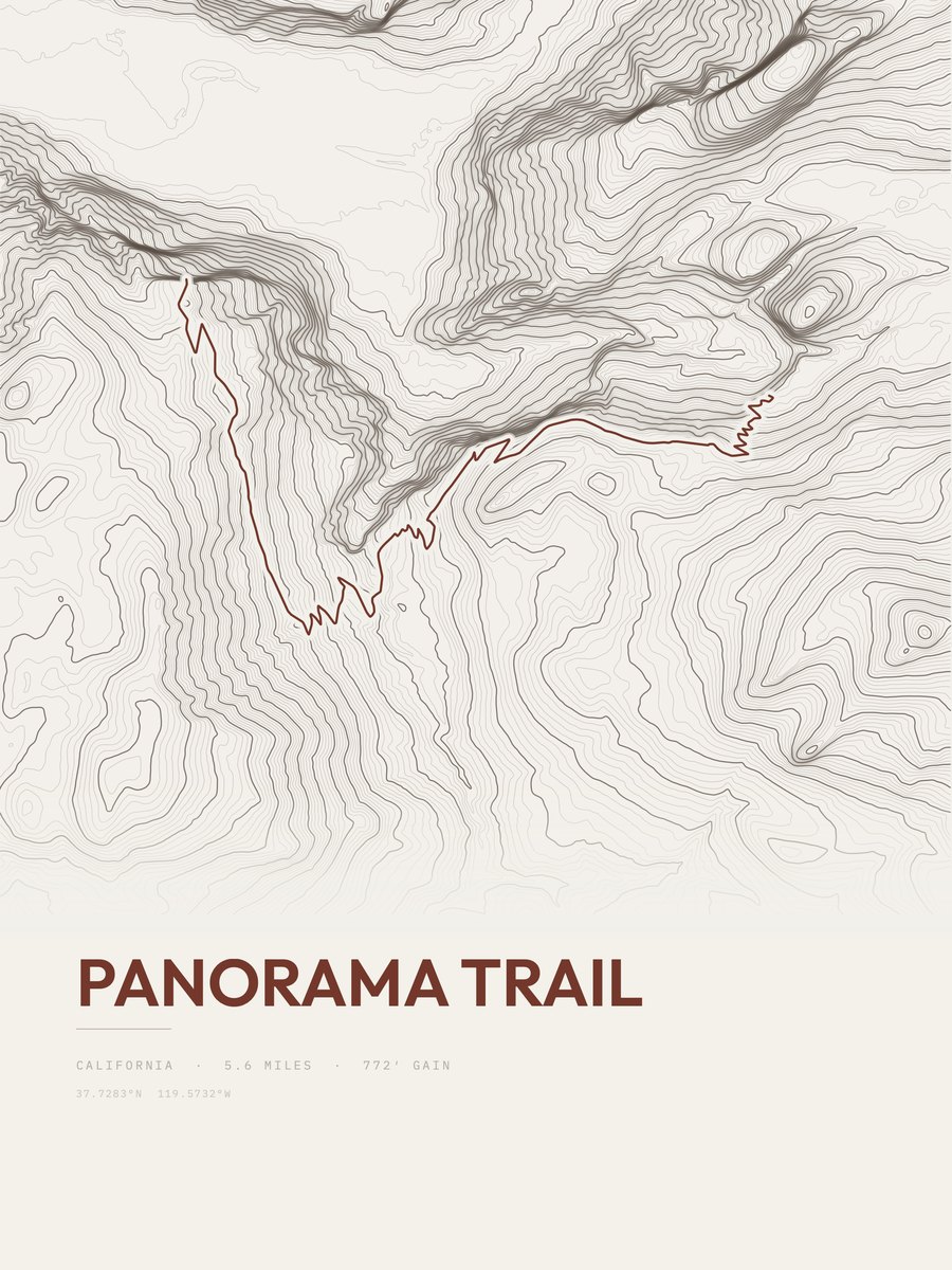 Panorama Trail topographic trail print