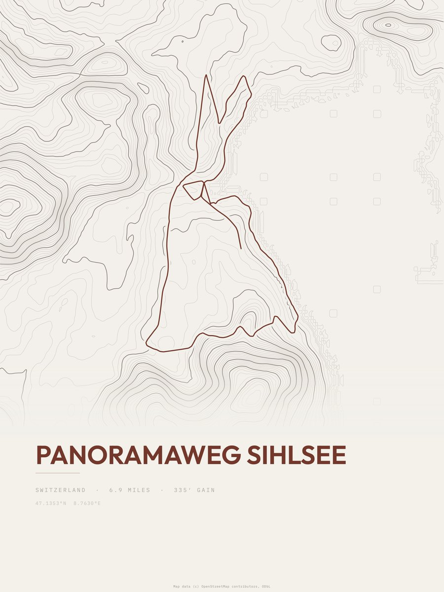 Panoramaweg Sihlsee Topographic print