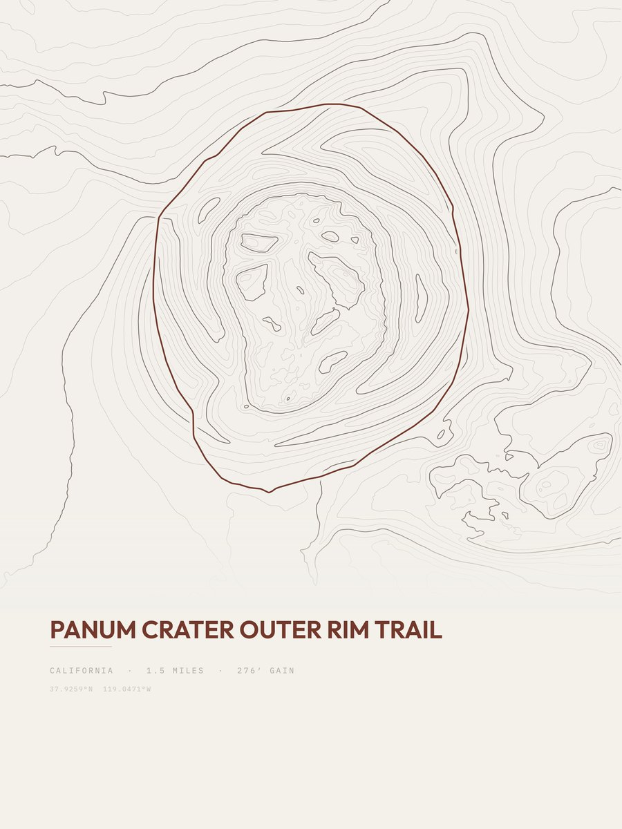 Panum Crater Outer Rim Trail Topographic print