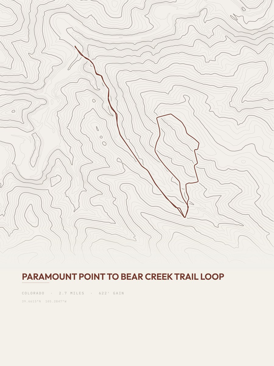 Bear Creek Trail Loop topographic trail print