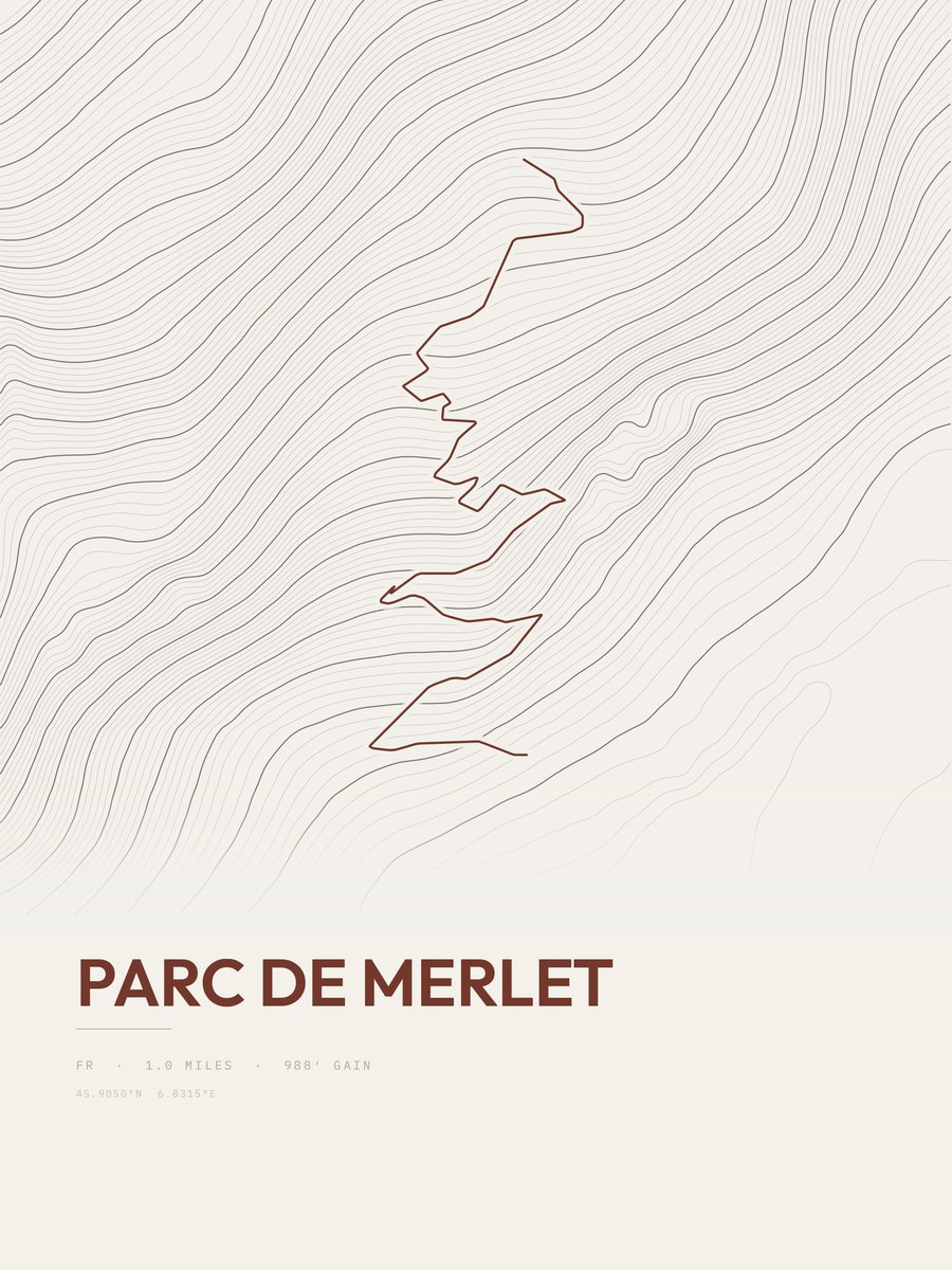 Parc de Merlet topographic trail print