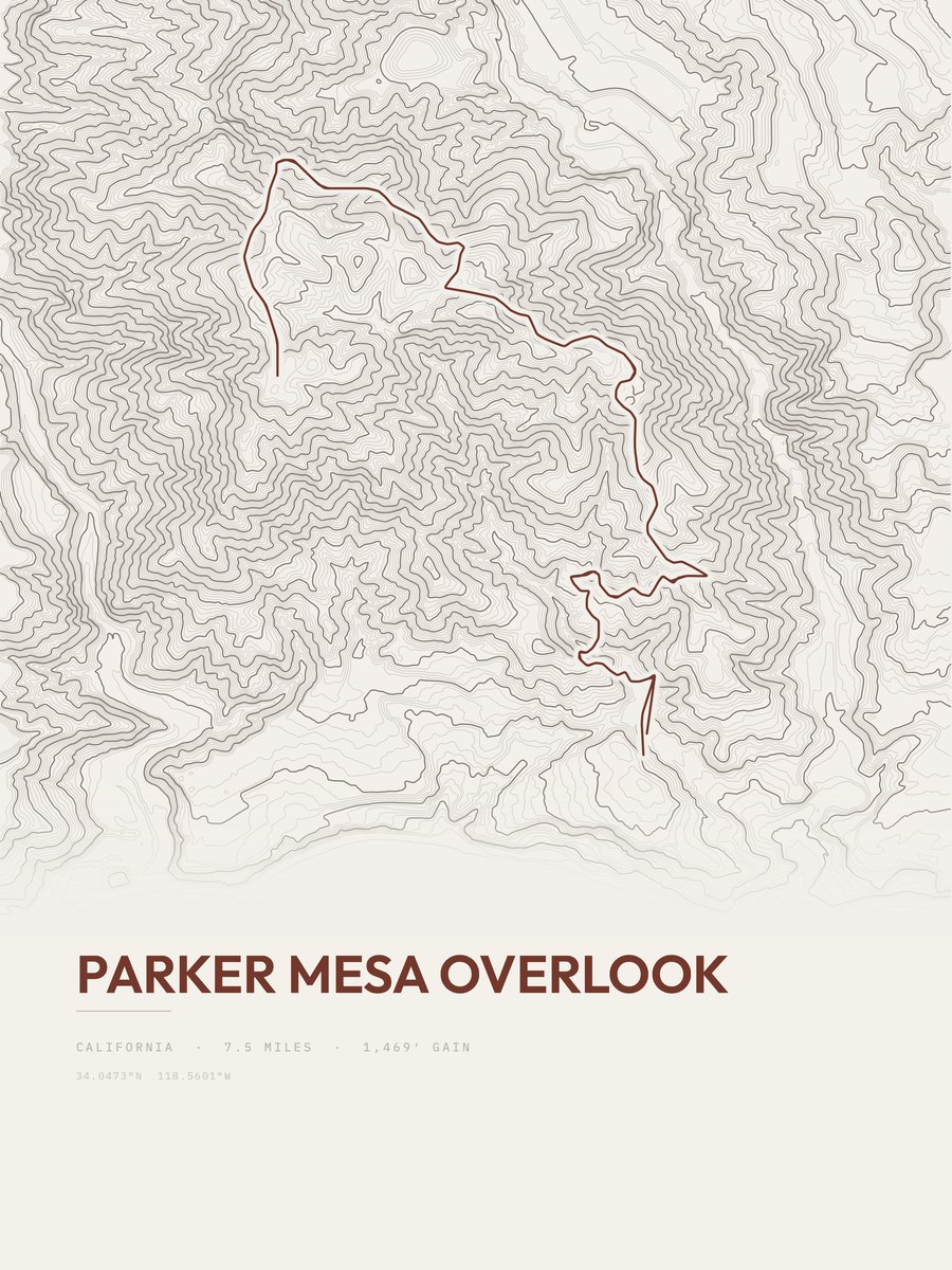 Parker Mesa Overlook topographic trail print
