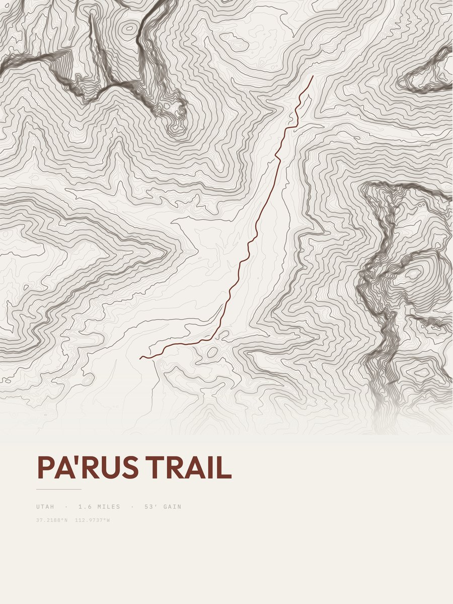 Pa'rus Trail topographic trail print