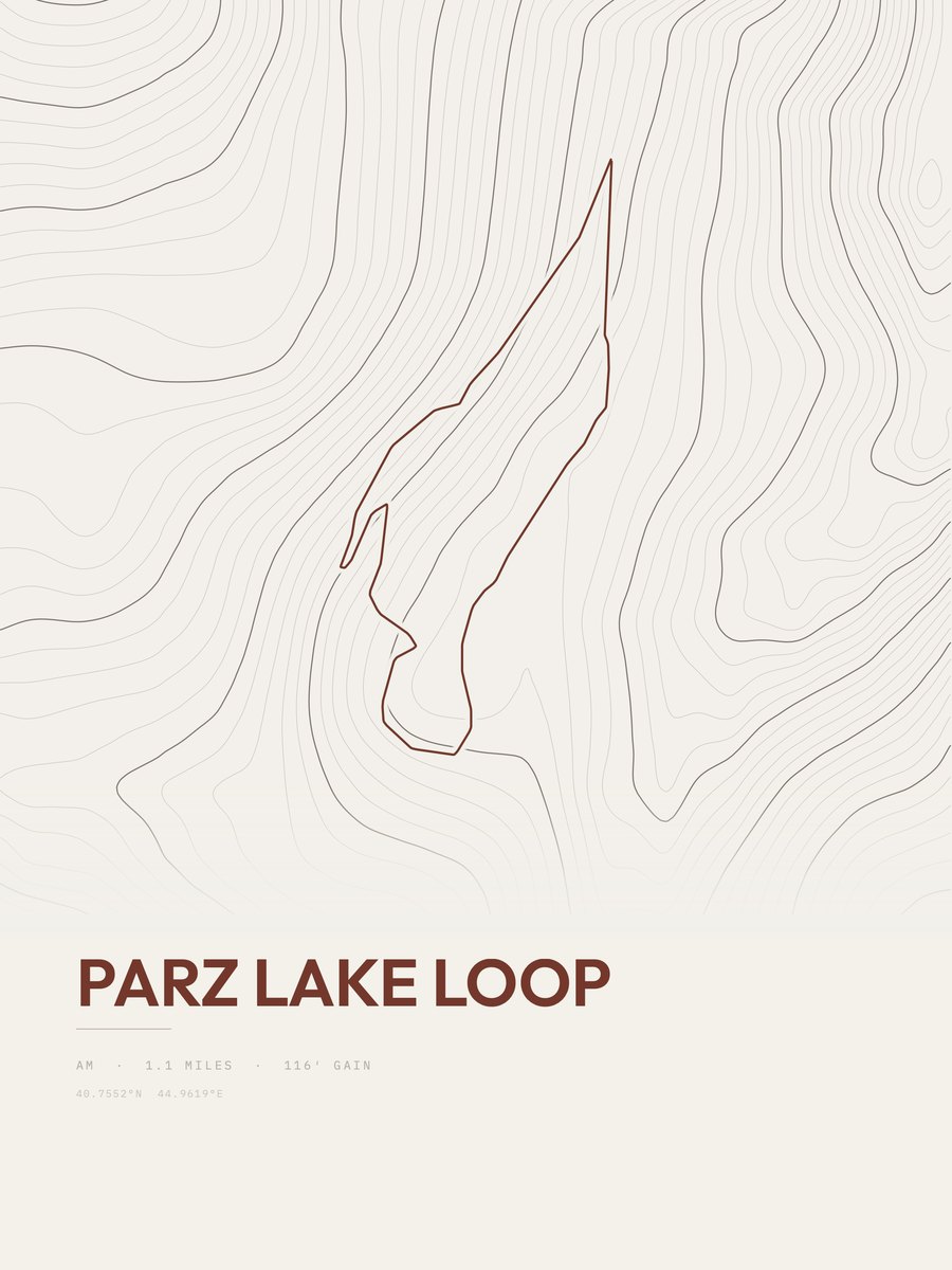 Parz Lake Loop topographic trail print