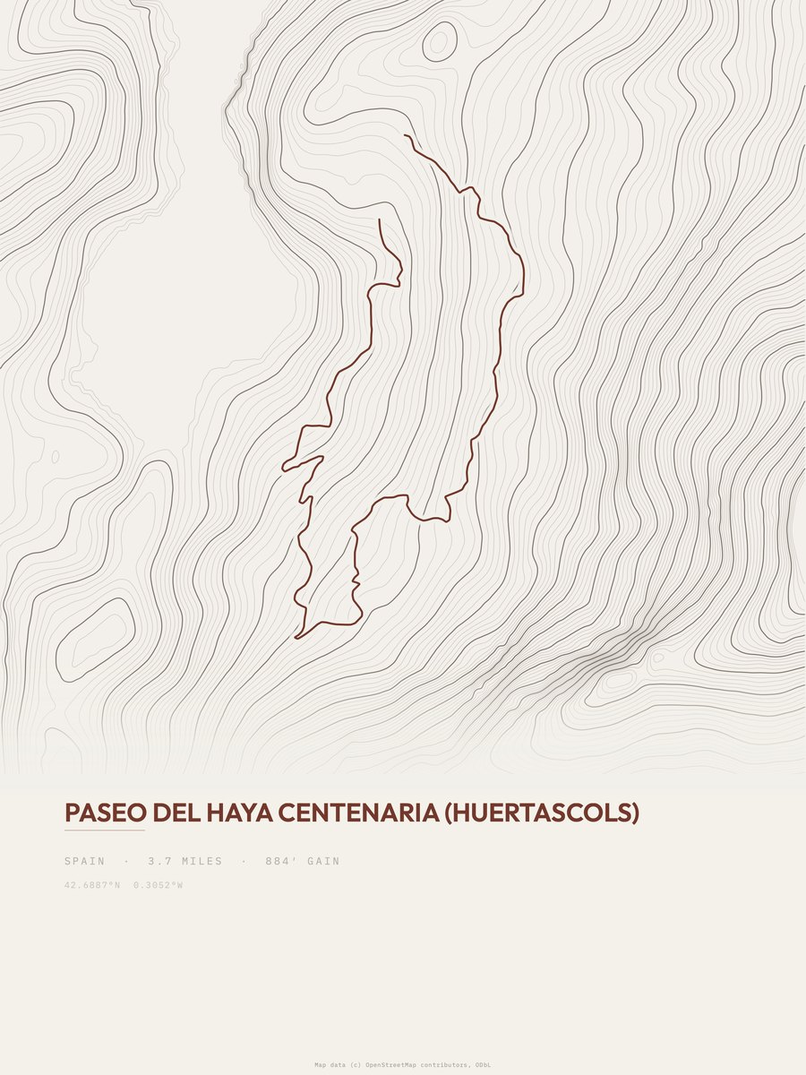 Paseo del Haya Centenaria Topographic print
