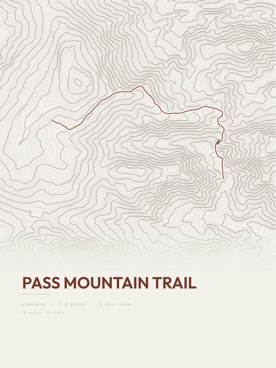 Pass Mountain Trail Topographic print