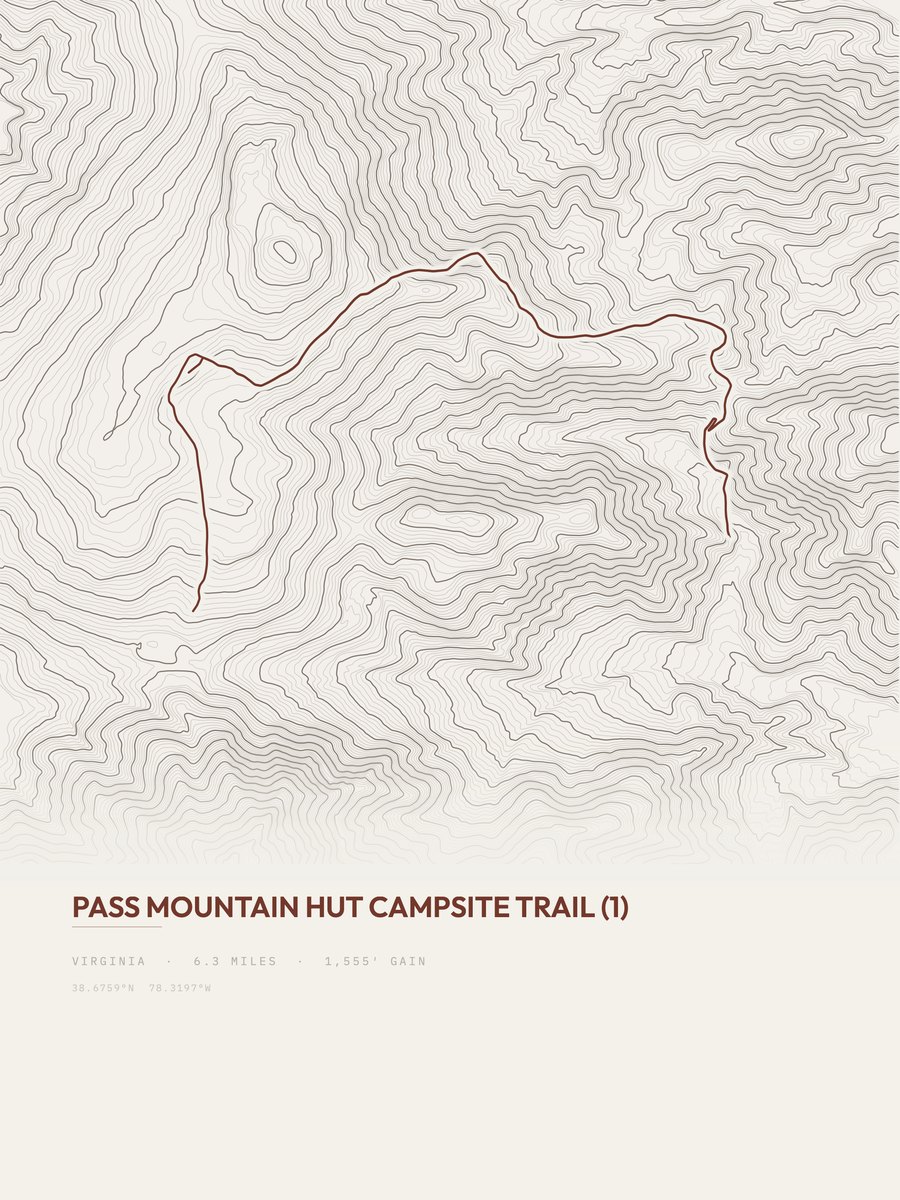 Pass Mountain Hut Campsite Trail Topographic print