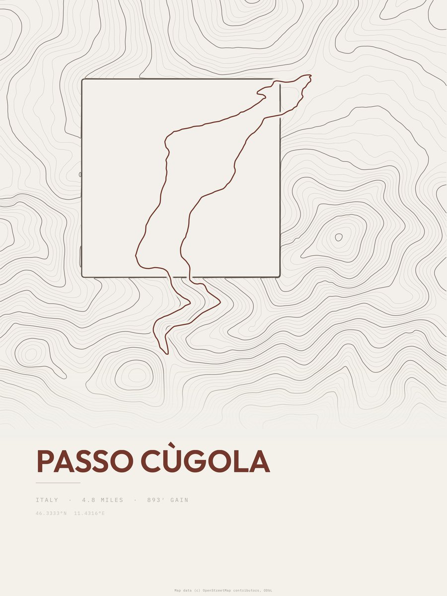 Passo Cùgola Topographic print