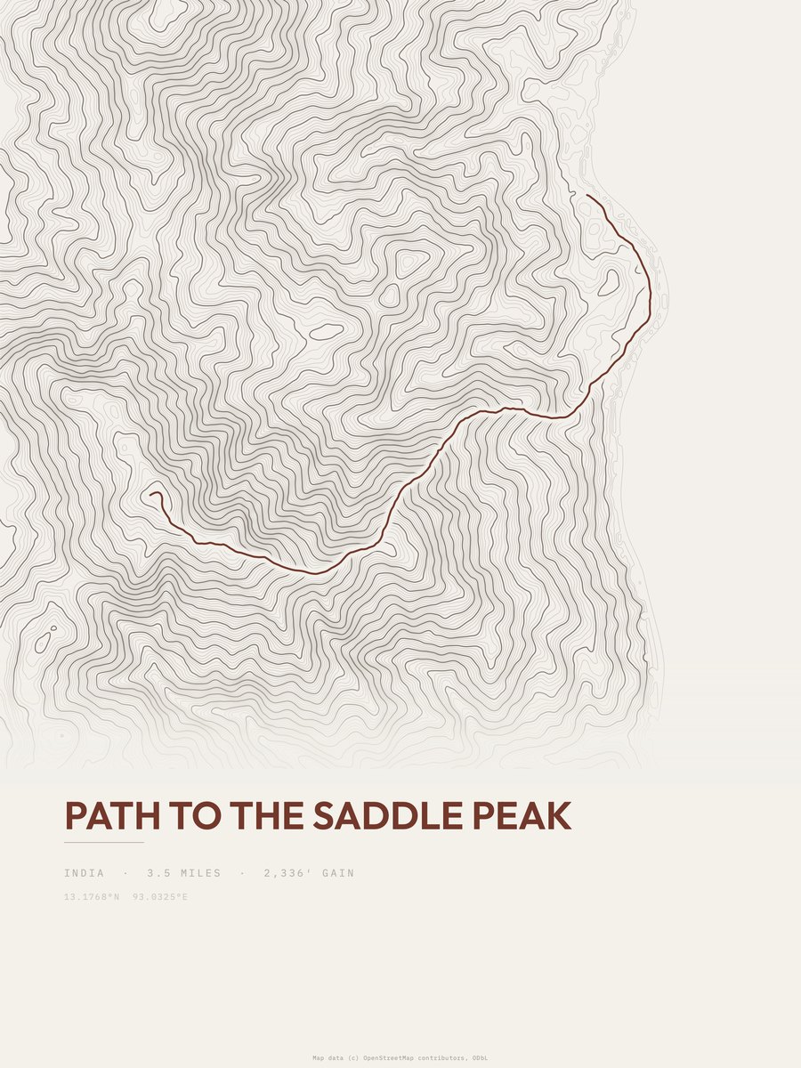 path to the saddle peak Topographic print