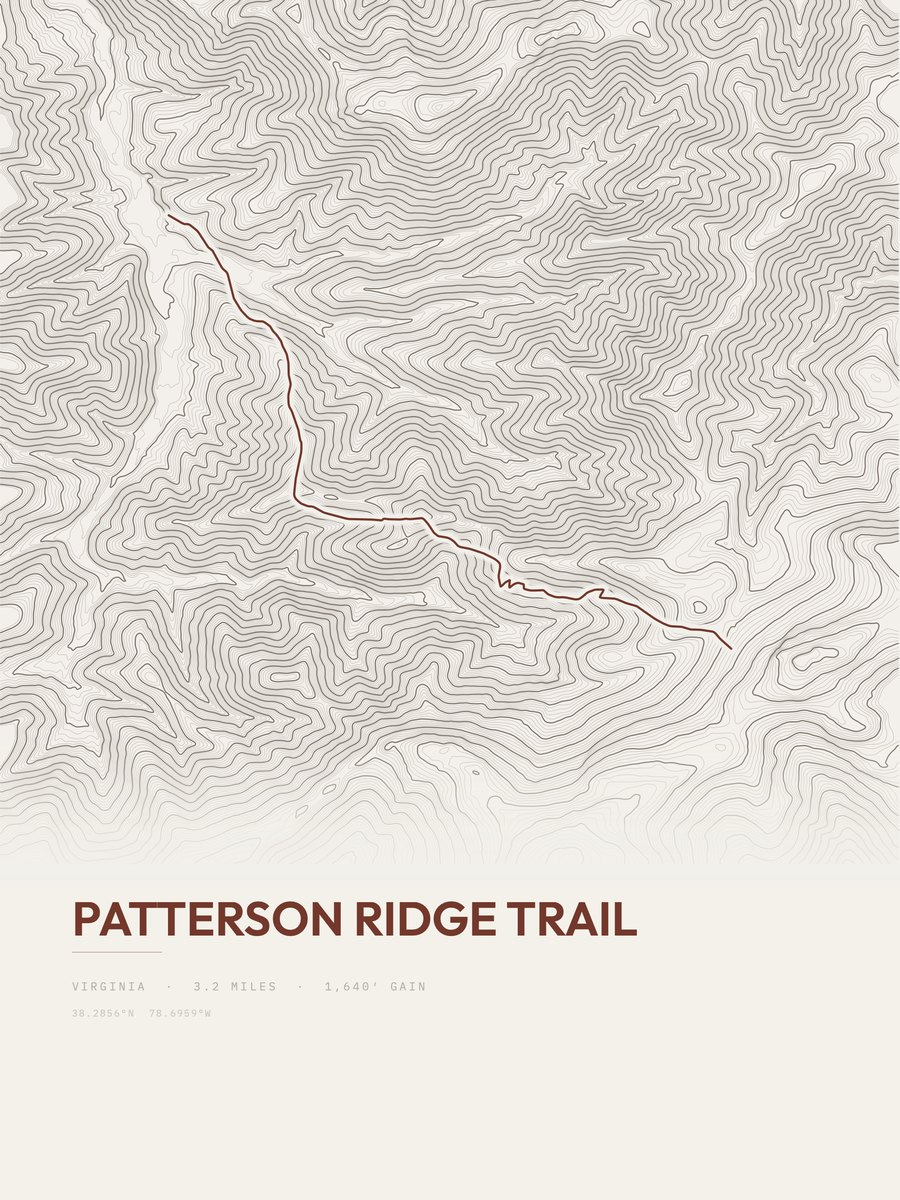 Patterson Ridge Trail topographic trail print