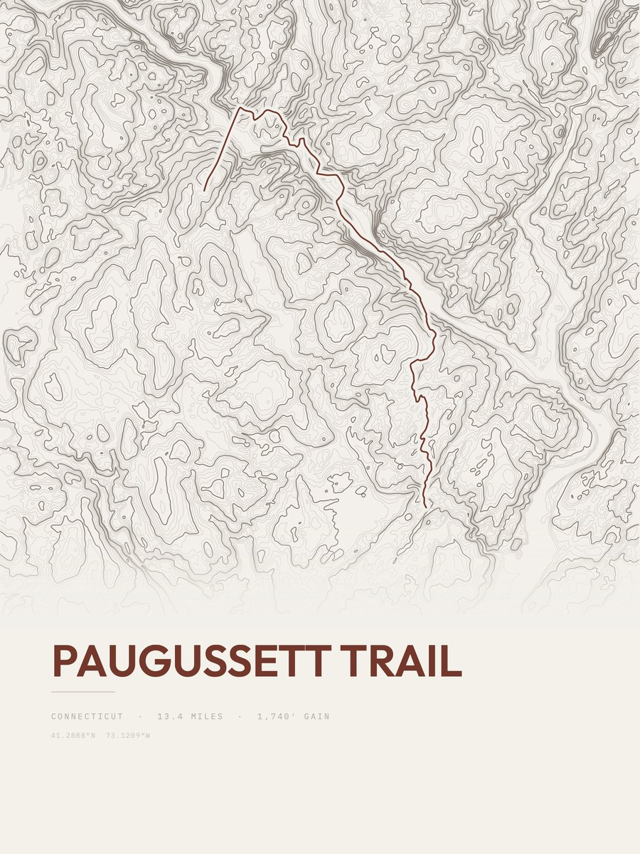 Paugussett Trail topographic trail print