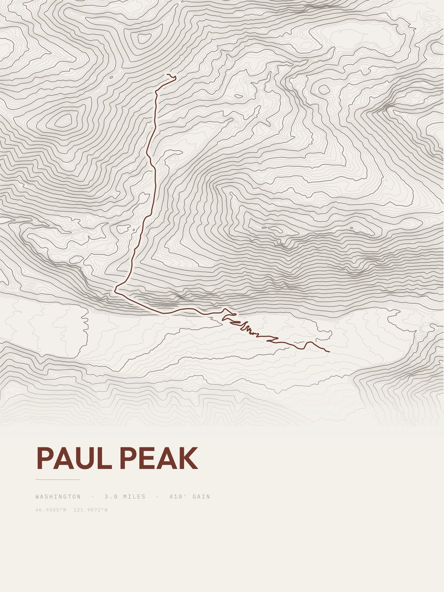 Paul Peak topographic trail print