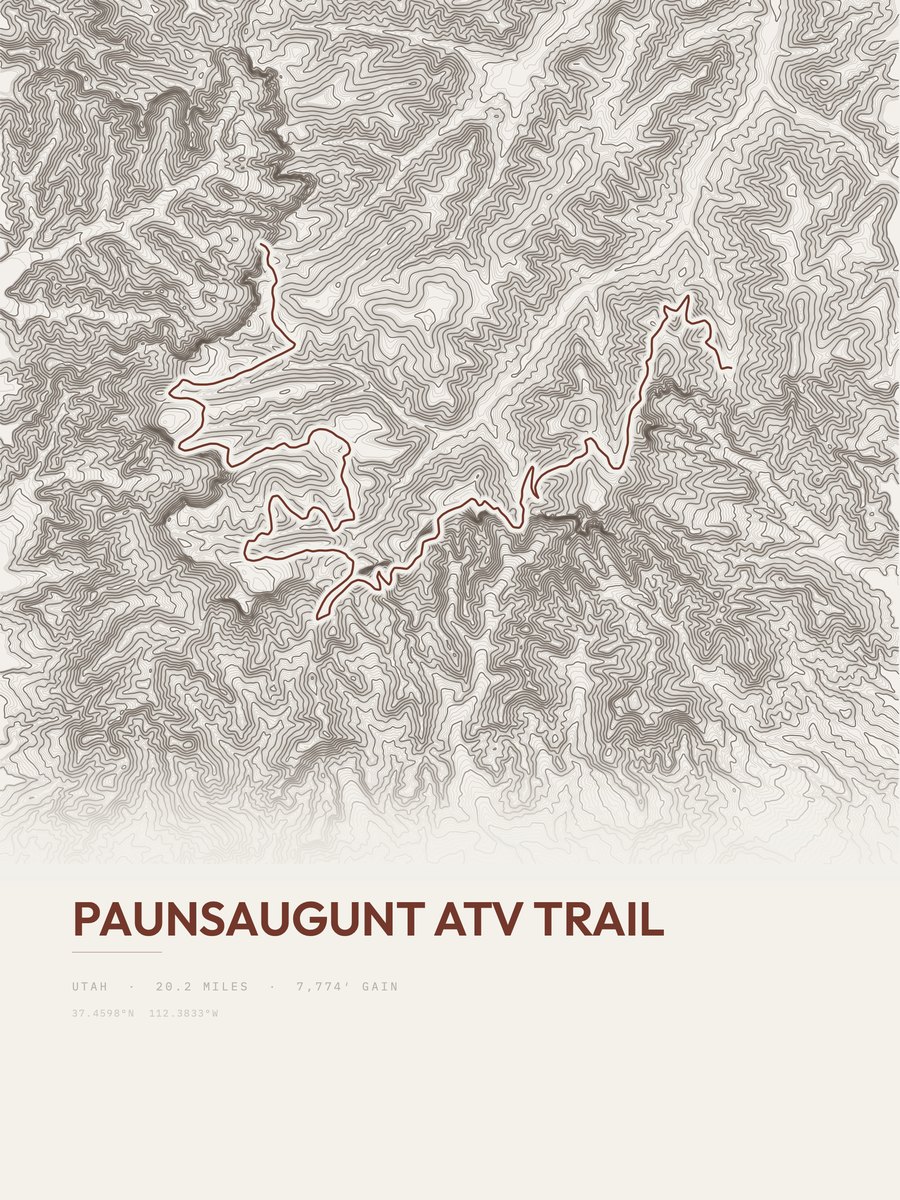Paunsaugunt Atv Trail Topographic print