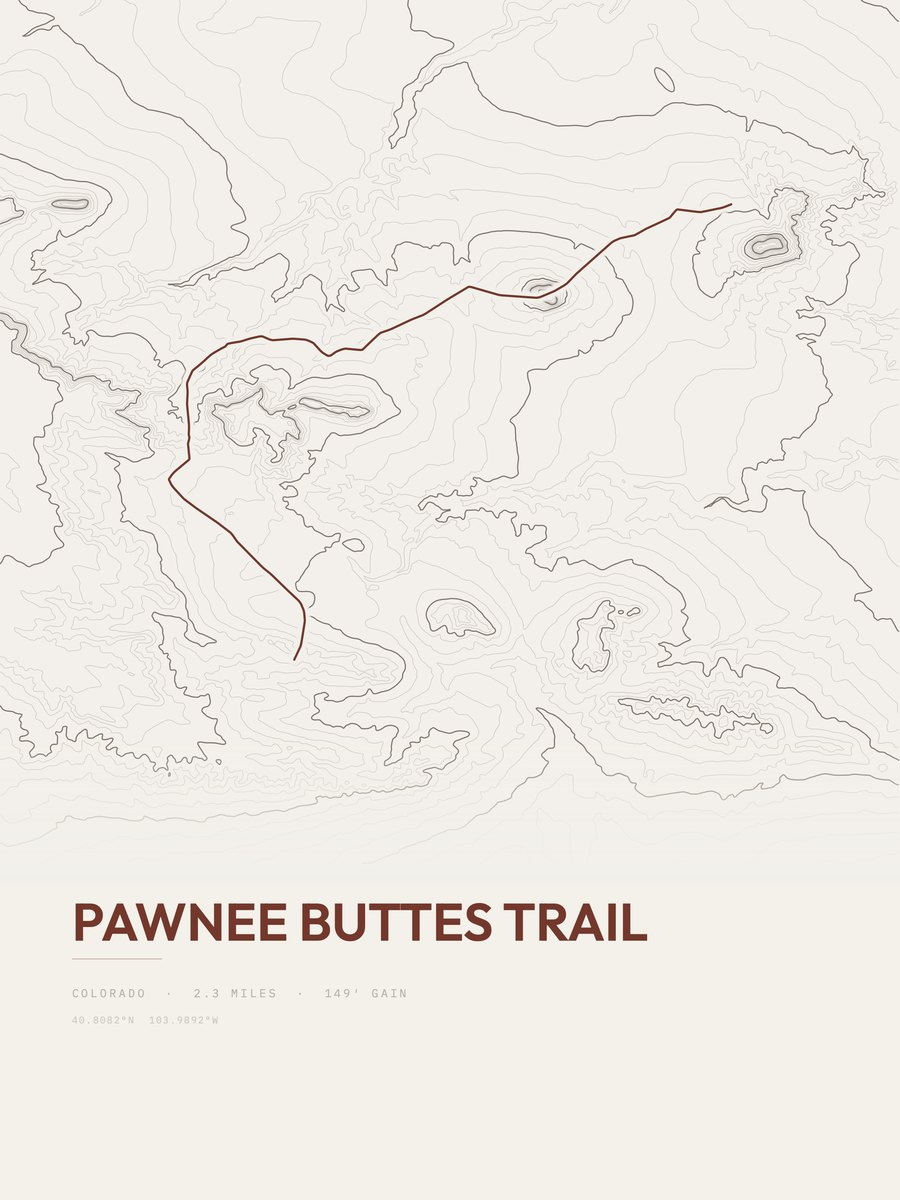 Pawnee Buttes Trail topographic trail print