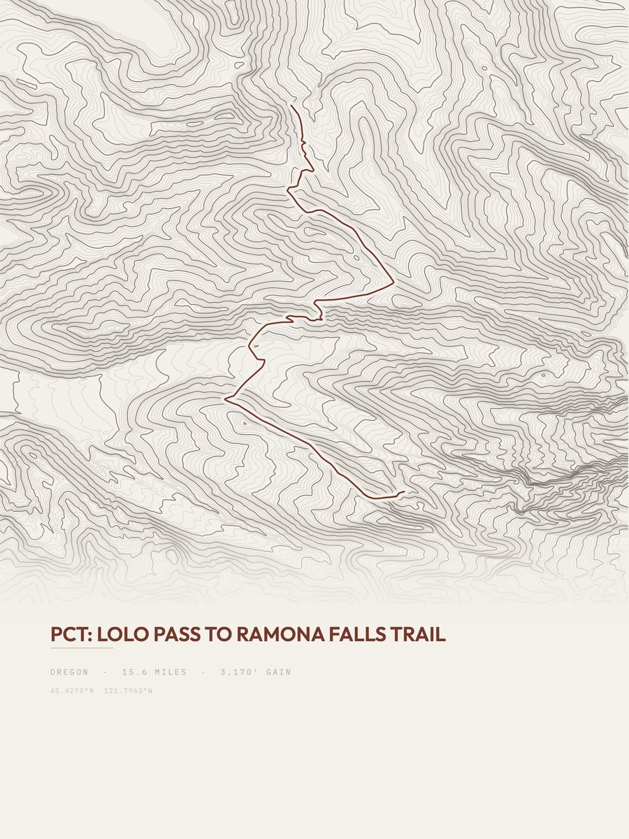 Lolo Pass to Ramona Falls Trail topographic trail print