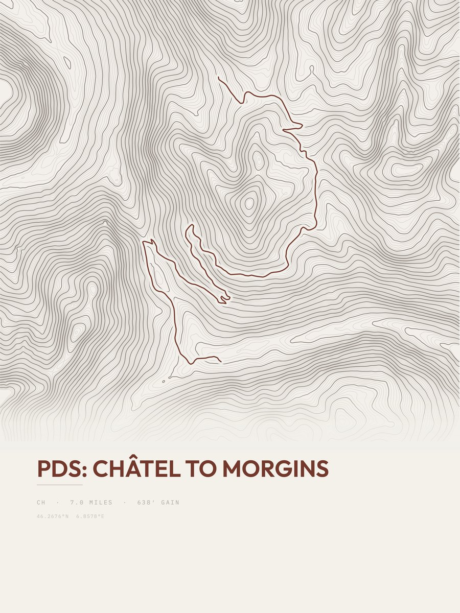 Châtel to Morgins topographic trail print