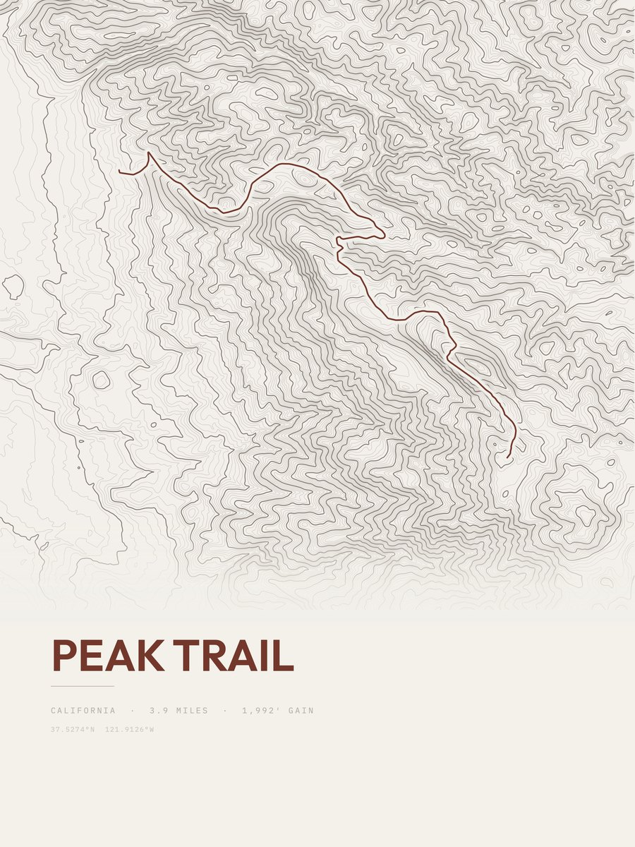 Peak Trail Topographic print