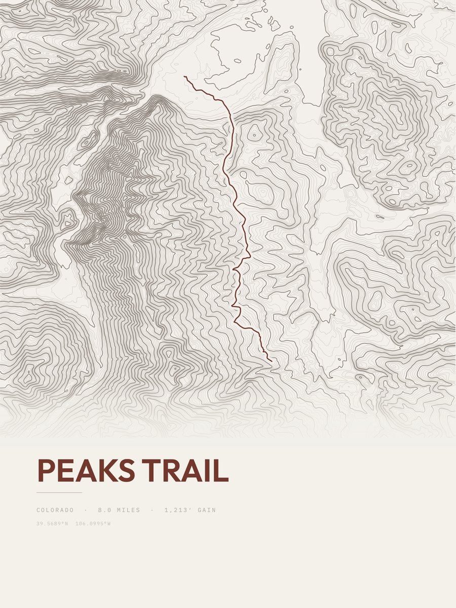 Peaks Trail topographic trail print