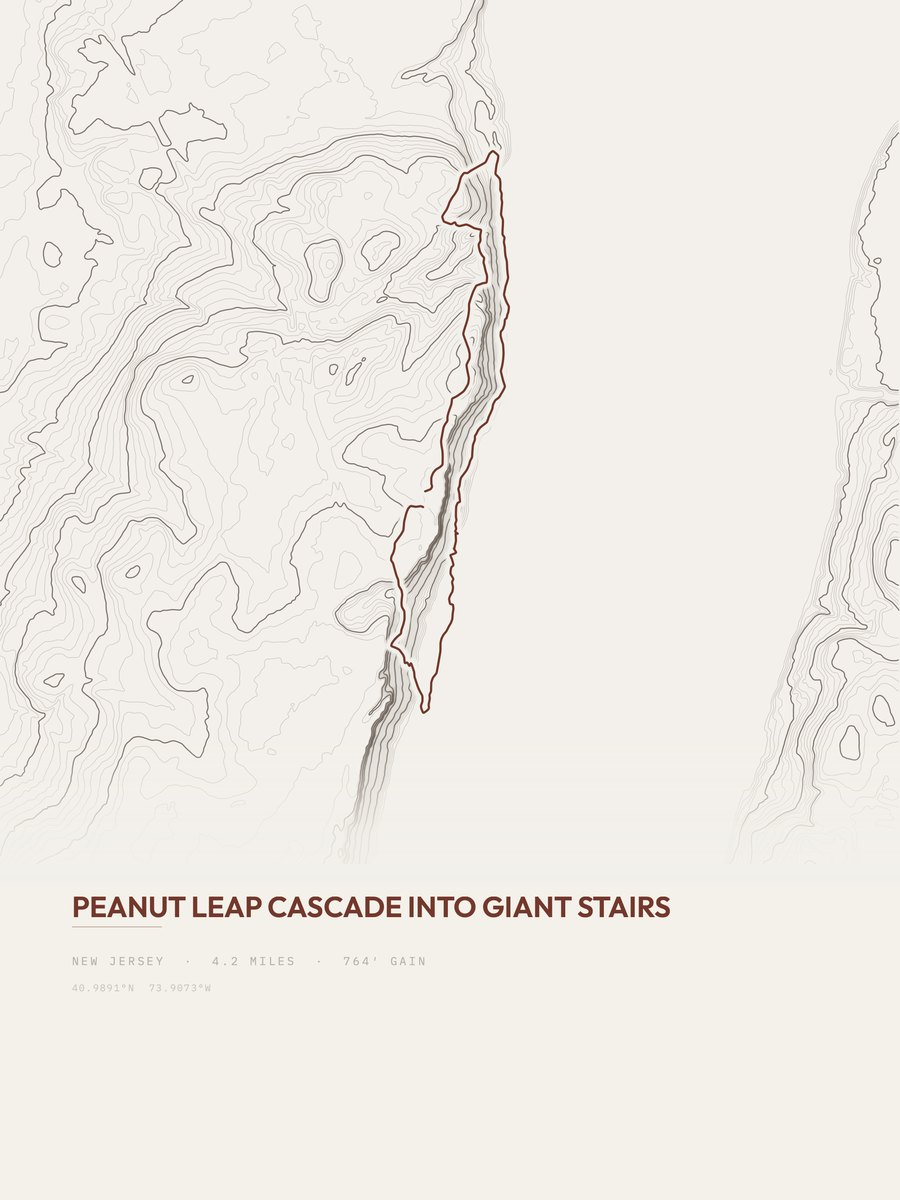 Peanut Leap Cascade topographic trail print