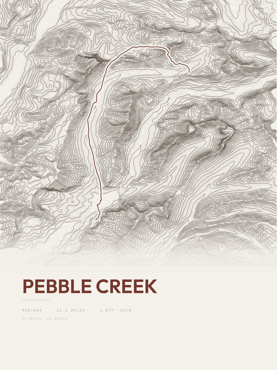 Pebble Creek topographic trail print
